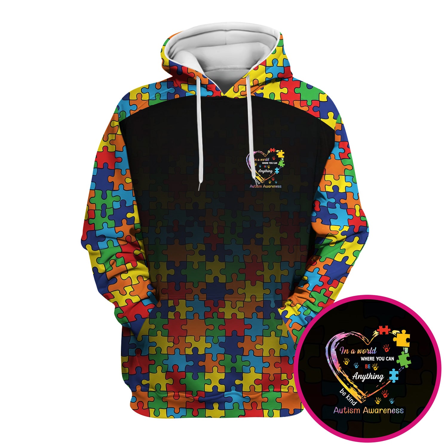Autism Awareness Nurse Scrub Top, Puzzle Heart Print Full Design, Gift for Nurse