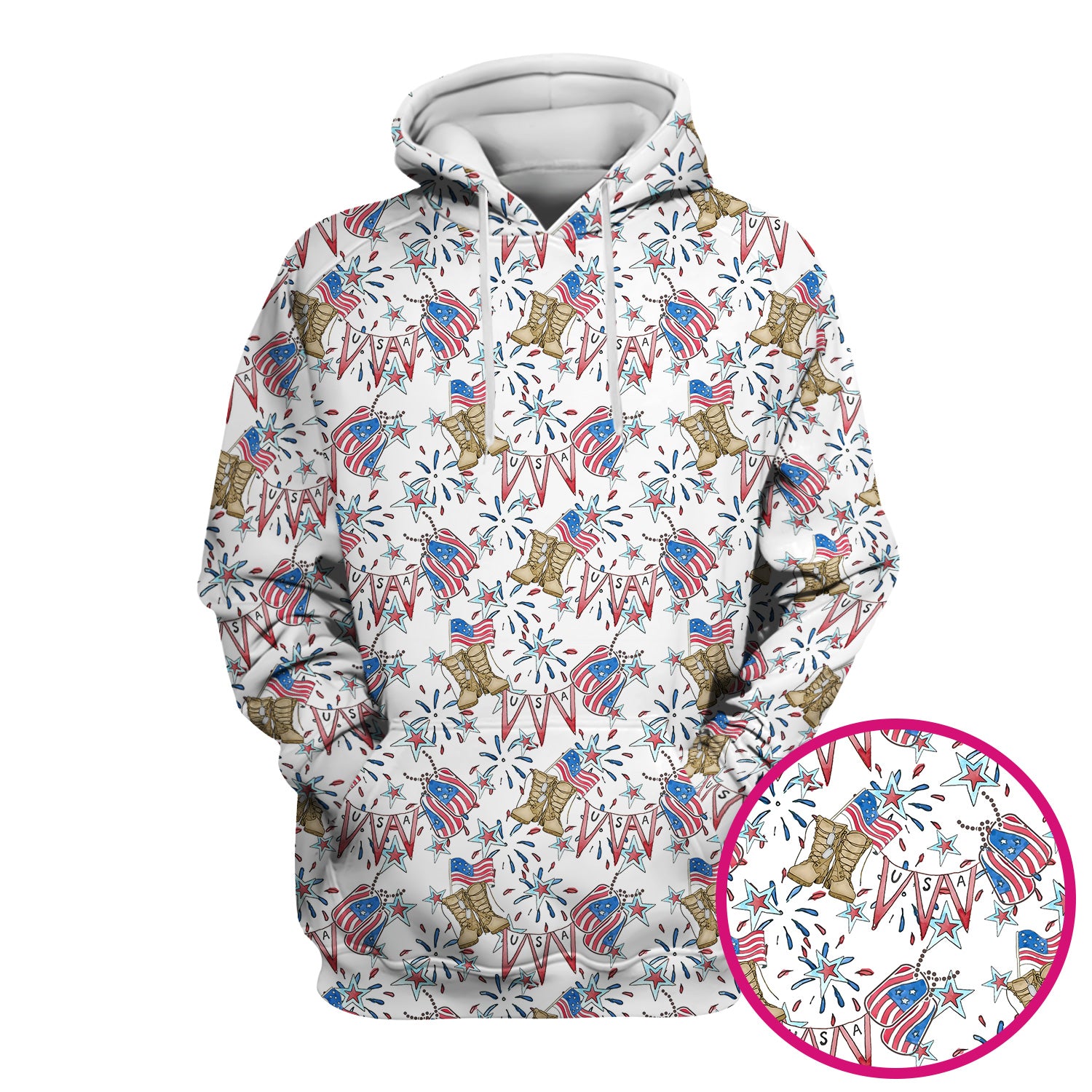 USA Boots Banner Pattern Scrub Top, Comfortable Scrubs for Nurses
