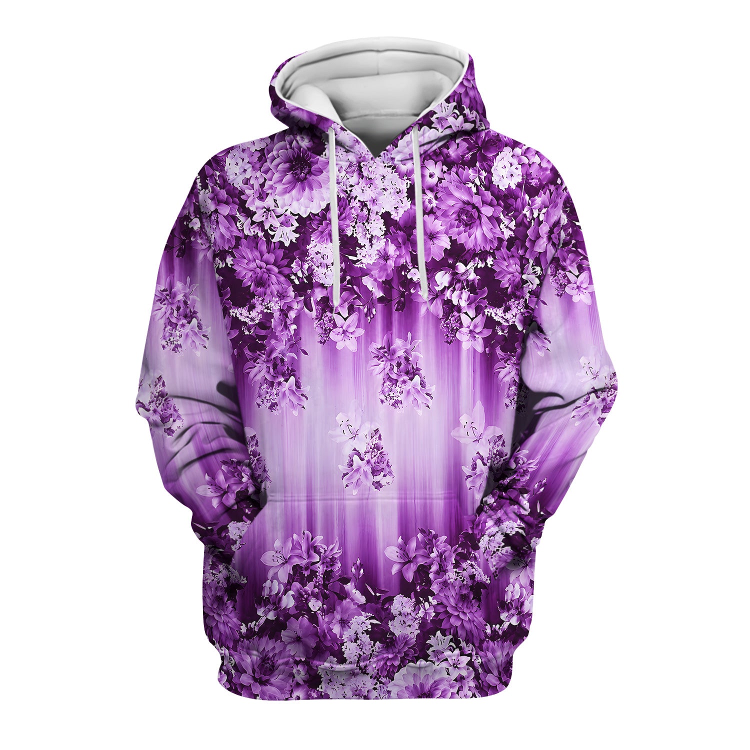 Purple Blossom Garden Pattern Scrub Top, Comfortable Scrubs for Nurses