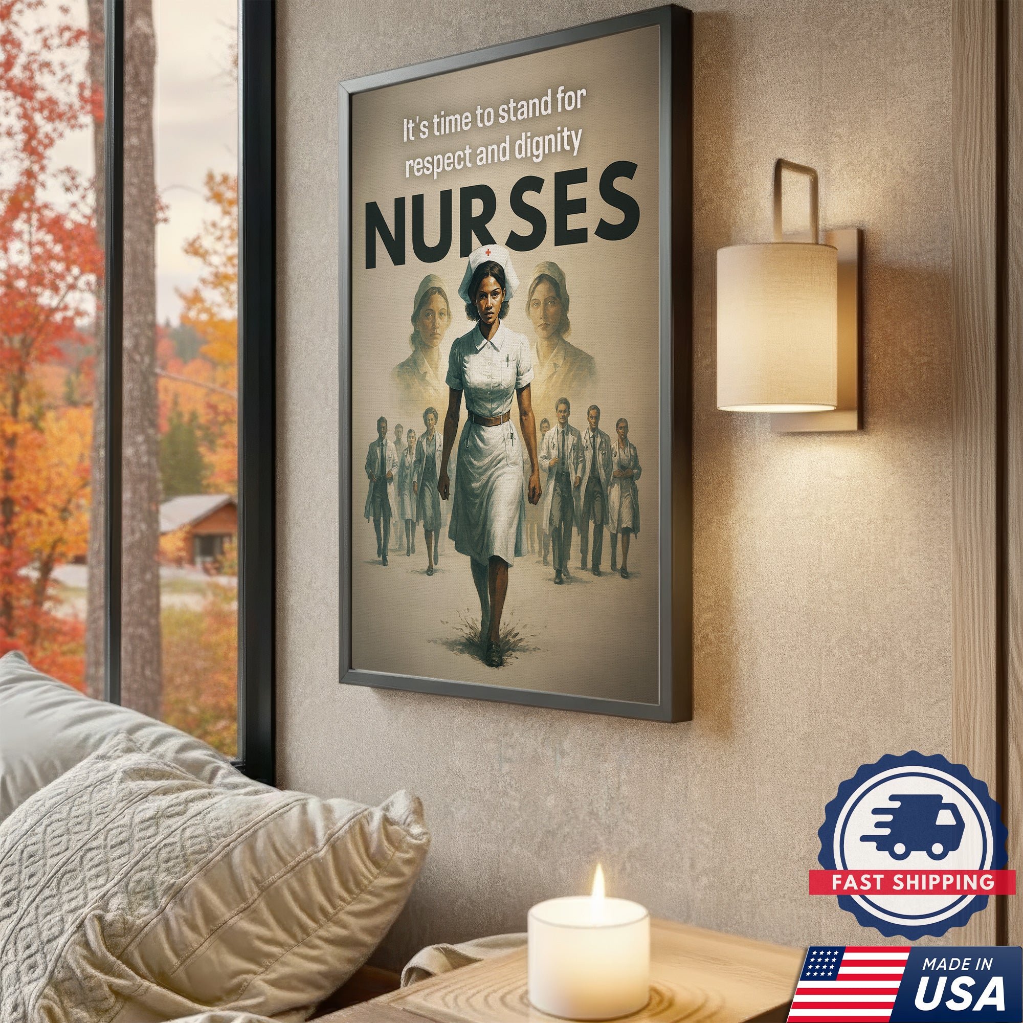 Nurses Respect & Dignity Apparel Canvas, Empowering Nurse Wall Decor, Healthcare Worker Appreciation Gift
