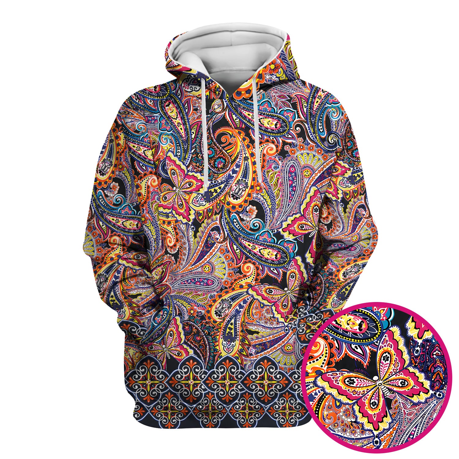 Colorful Bohemian Paisley Floral Pattern Scrub Top, Comfortable Scrubs for Nurses