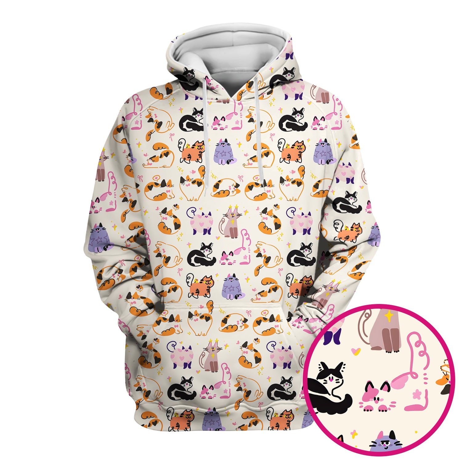 Funny Cat Pattern Scrub Top, Cute Cats Nursing Uniform For Women