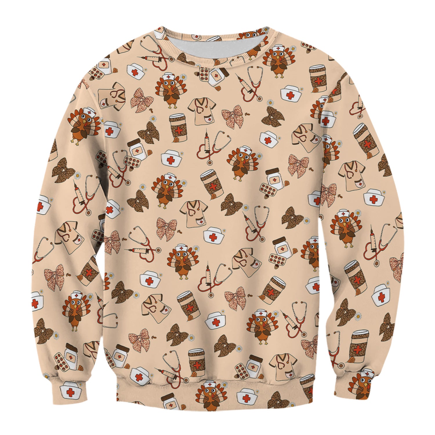 Funny Nurse Thanksgiving Scrub - Turkey & Stethoscope Medical Design - Gift for RN LPN Healthcare Workers