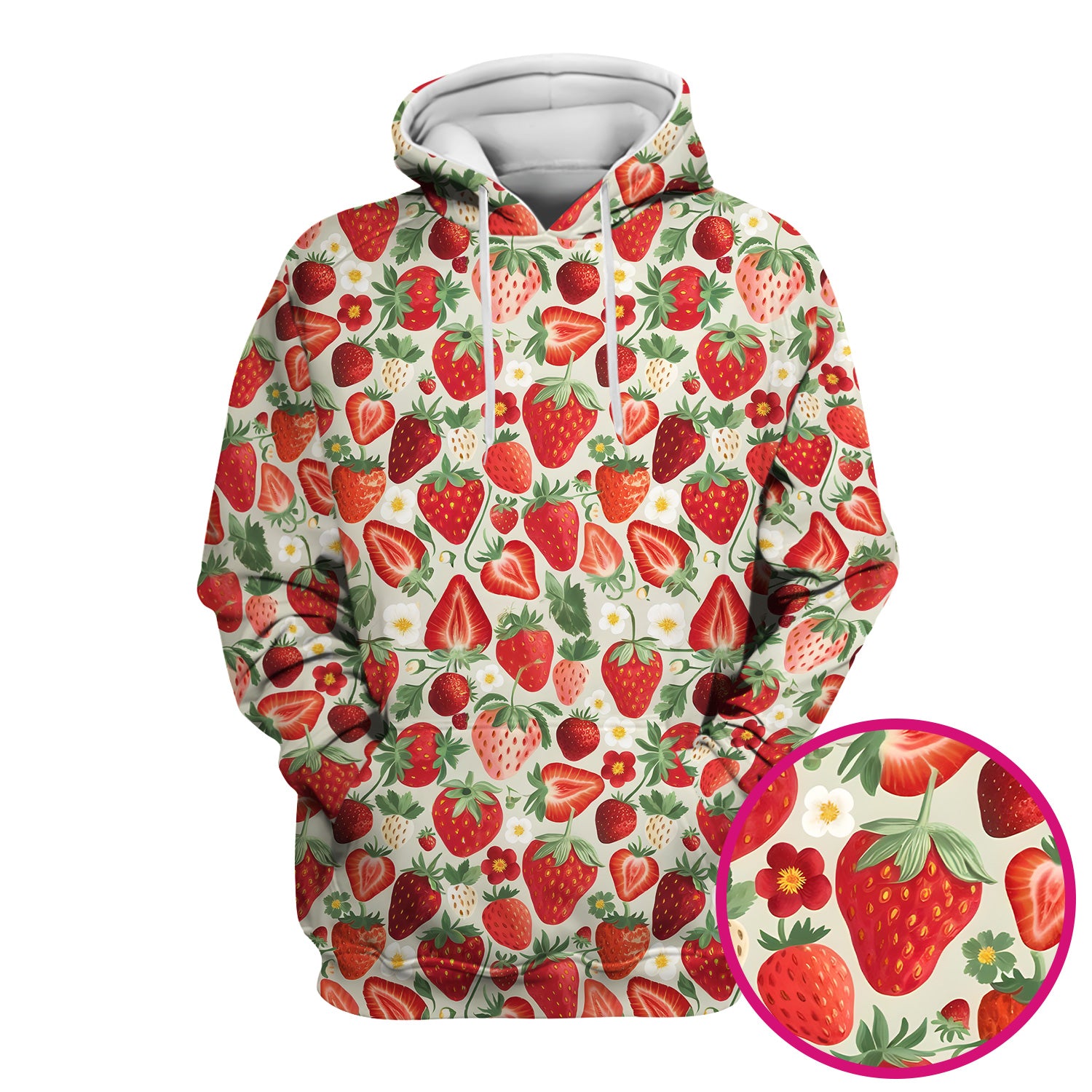Fresh Strawberry Pattern Leaves Scrubs Top, Comfortable Scrubs for Nurses