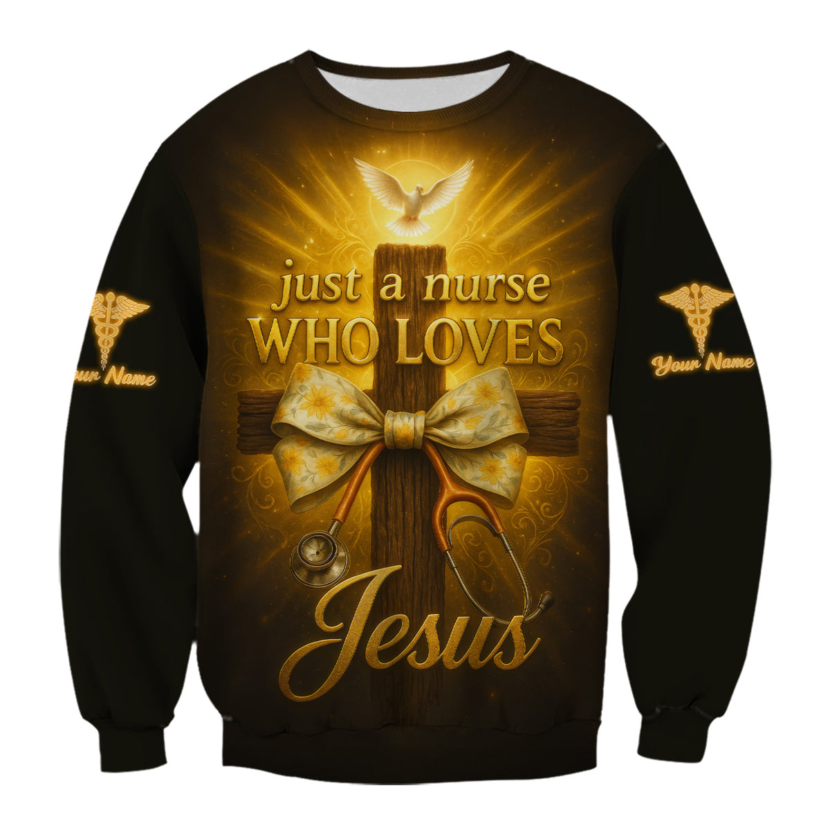 Faith Nurse Scrubs Shirt for Women - Just a Nurse Who Loves Jesus Design - Christian Medical Uniform Top for RN CNA LPN