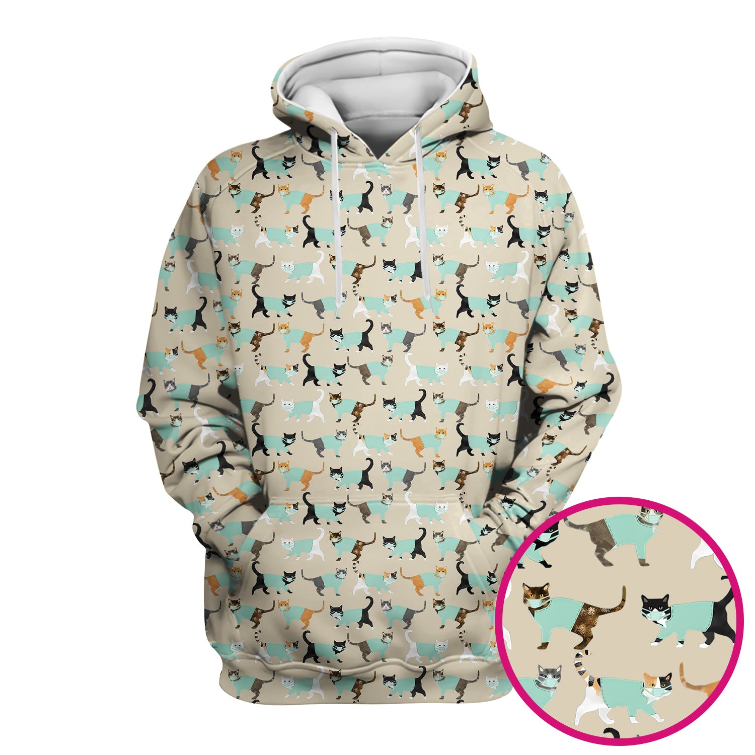 Playful Cat Nurse All Over Print Scrub Top, Comfortable Scrubs for Nurses