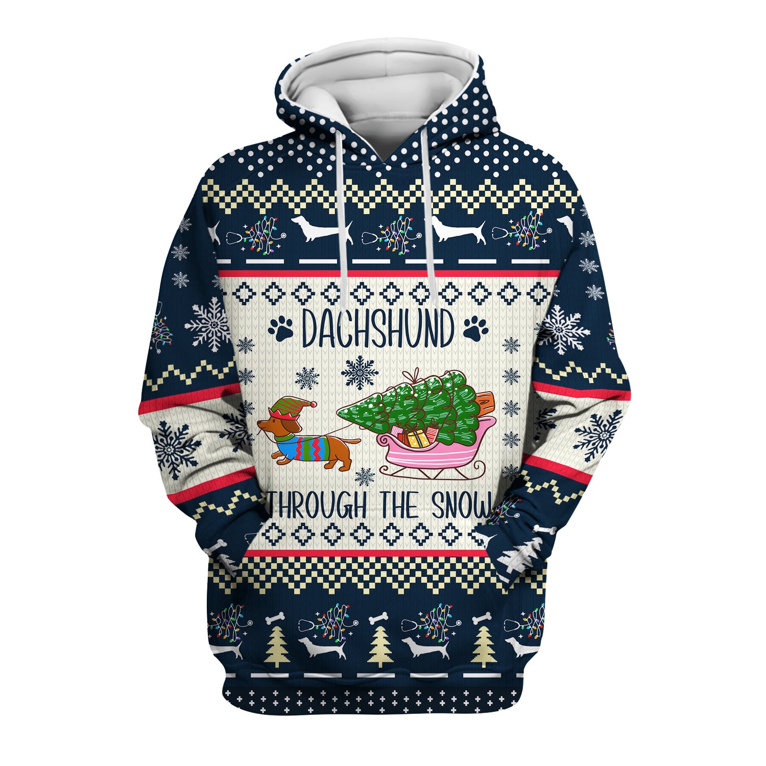 Christmas Dachshund Scrub Top, Cute Wiener Dog Holiday Medical Uniform, Funny “Dachshund Through The Snow” Scrubs For Nurse Or Dog Lover