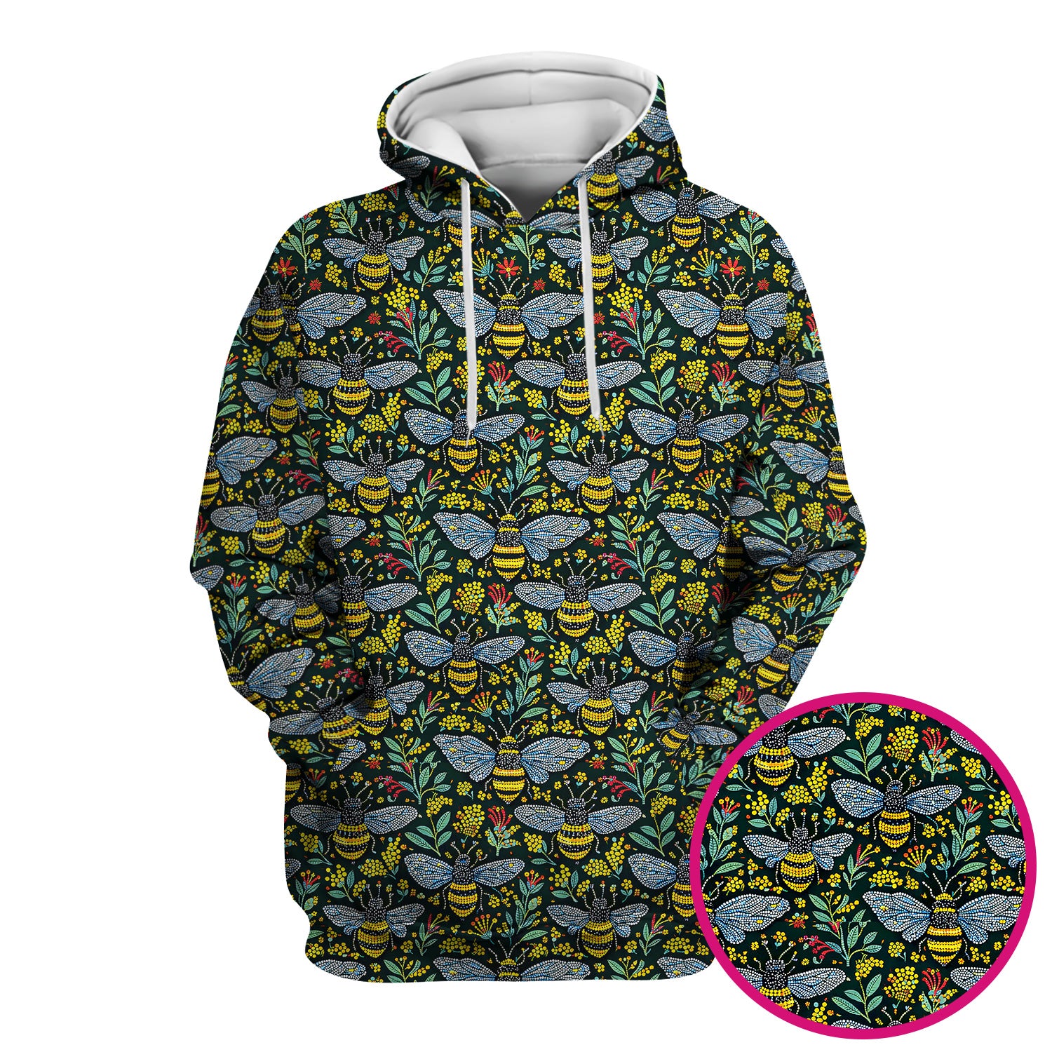 Honey Bee And Wildflower Garden Pattern Scrub Top, Comfortable Scrubs for Nurses