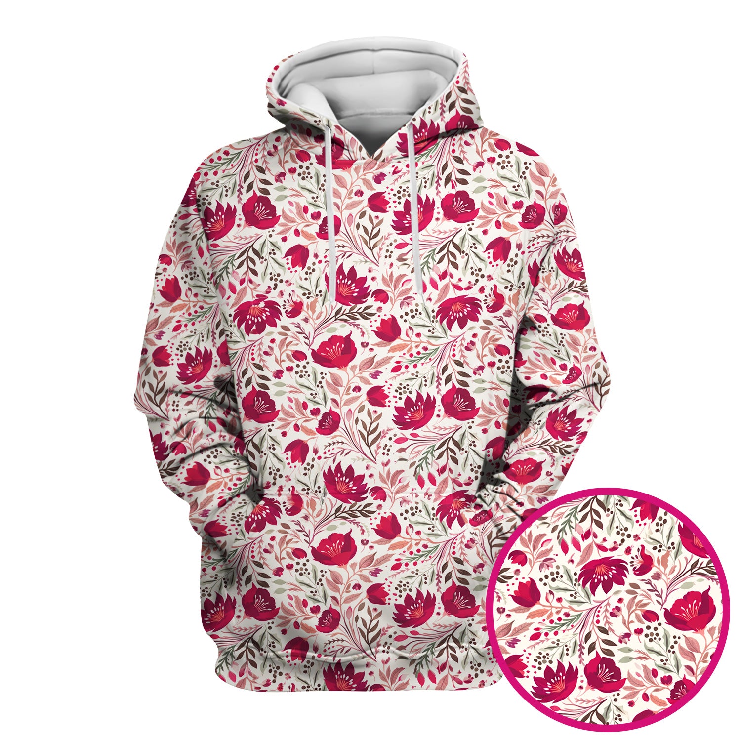 Elegant Floral Botanical Pattern Scrub Top, Breathable Fabrics Nursing Uniform