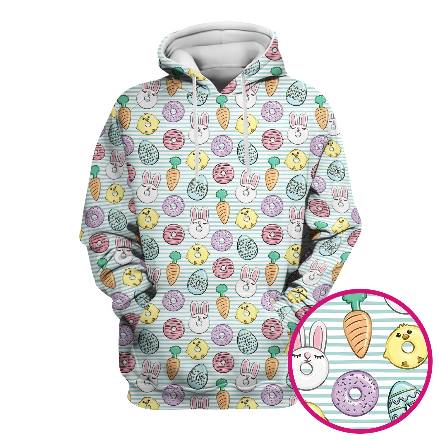 Funny Easter Chick Bunny Pattern Scrub Top, Breathable Fabrics Nursing Uniform