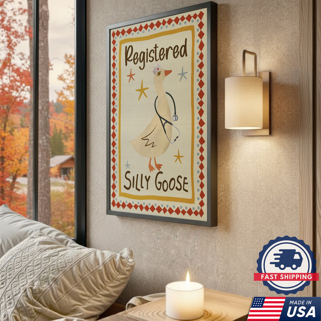 Registered Silly Goose Nurse Canvas, Humorous Gift for RN LPN CNA Doctors Medical Staff