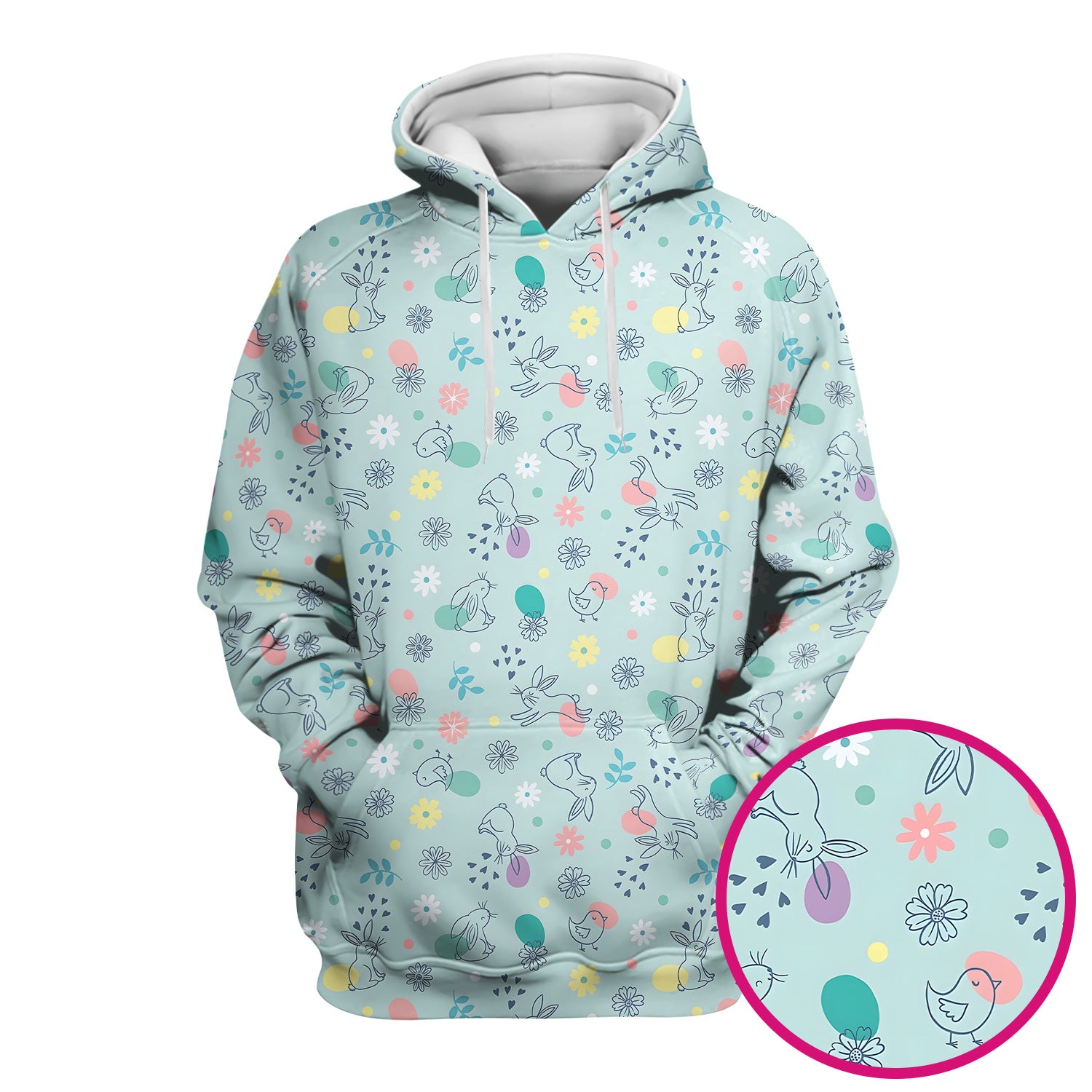 Whimsical Easter Bunny Eggs Pattern Scrub Top, Comfortable Scrubs for Nurses