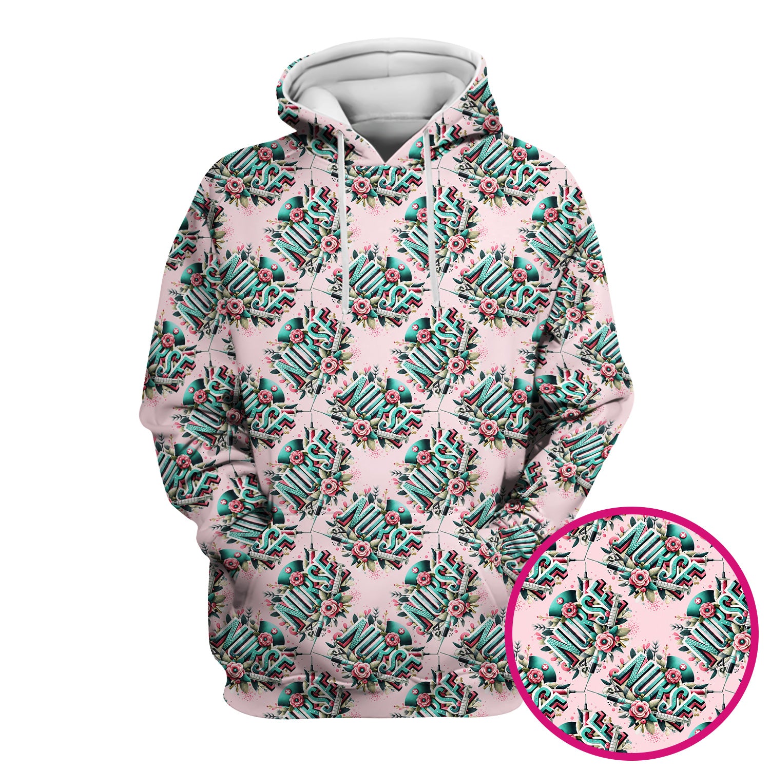 Cute Nurse Typography Floral Medical Pattern Scrub Top, Comfortable Scrubs for Nurses