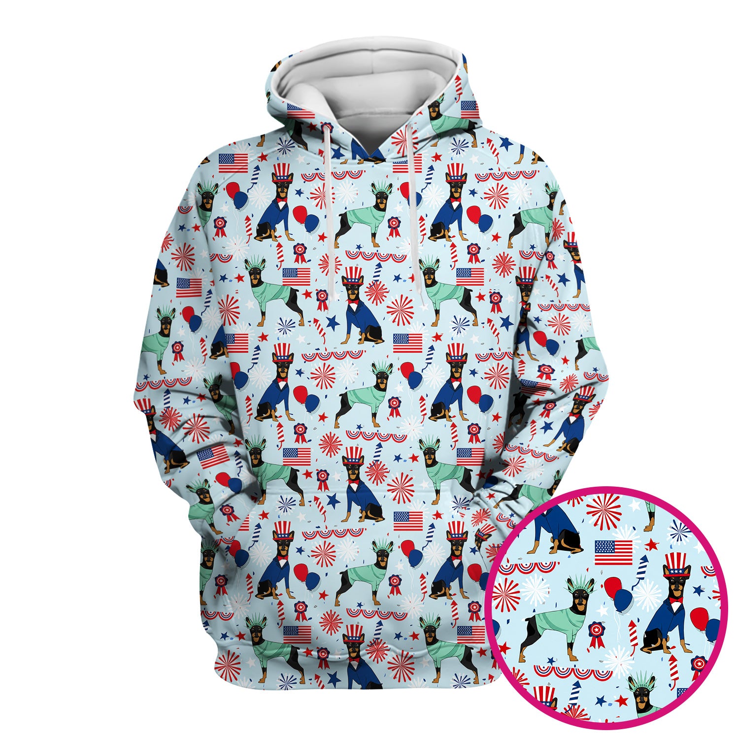 Patriotic Doberman Liberty Fireworks Pattern Scrub Top, Comfortable Scrubs for Nurses