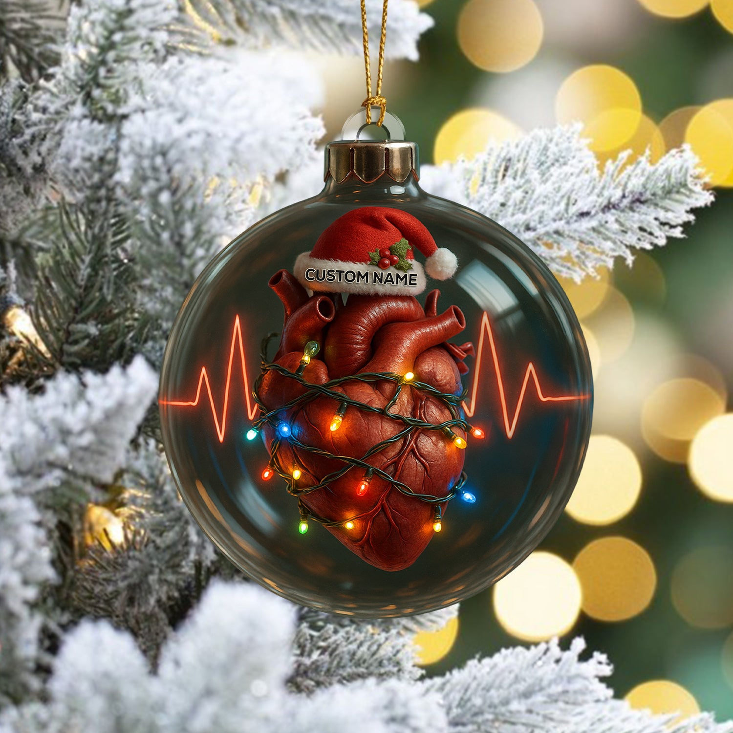 Personalized Anatomical Heart Christmas Ornament, Custom Name Medical Heart Ornament, Nurse Doctor Heartbeat Tree Decor, Medical Christmas Gift