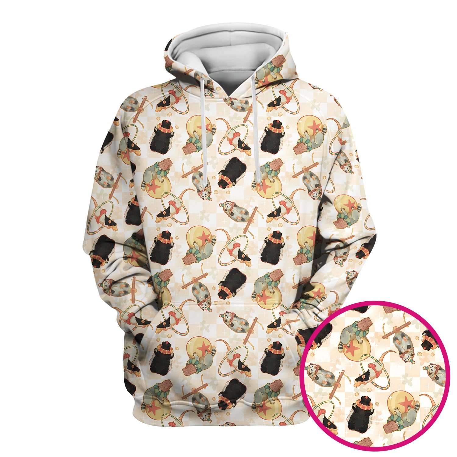 Cute Circus Animal Mouse Acrobat Pattern Scrub Top, Comfortable Scrubs for Nurses