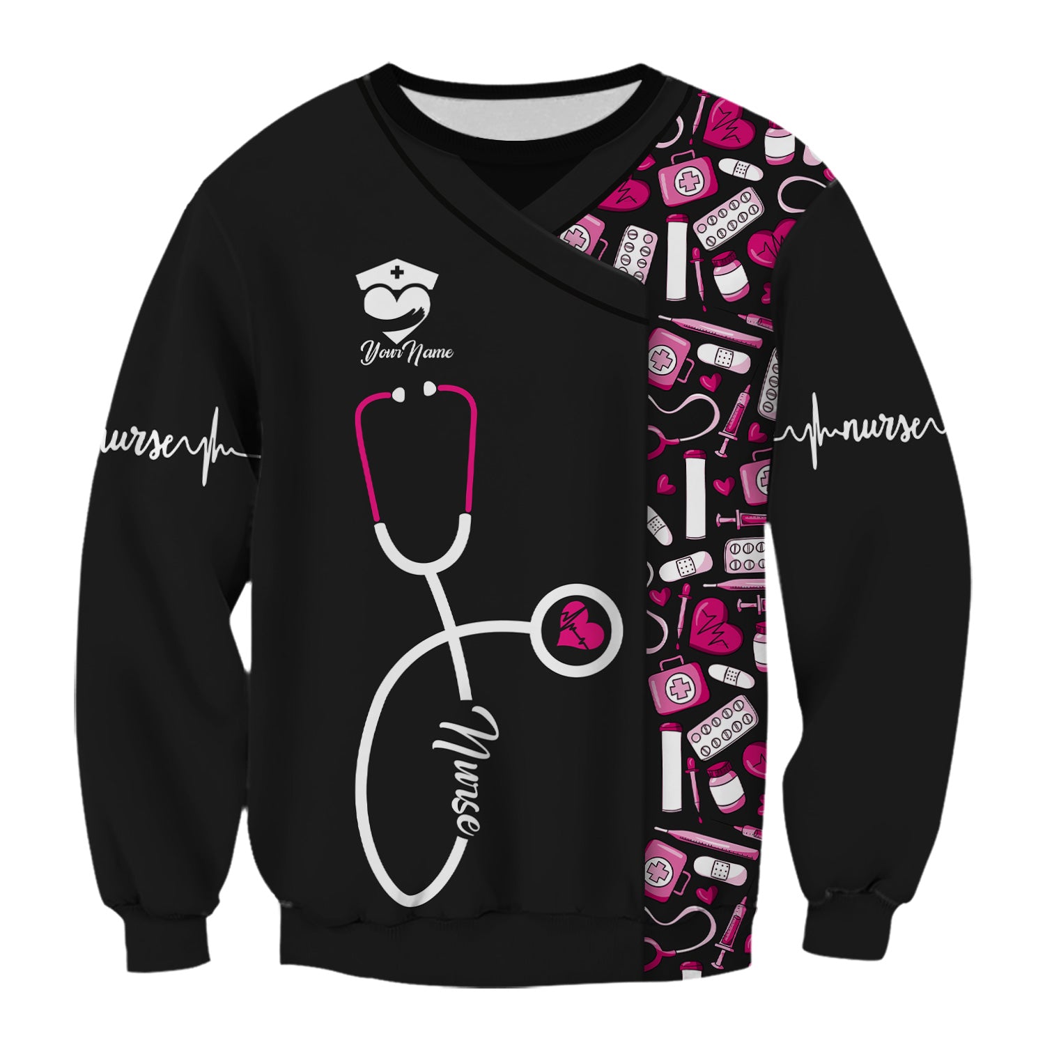 Personalized Nurse Shirt - Stethoscope & Medical Design with Heart - Custom Gift for RN CNA LPN Healthcare Workers