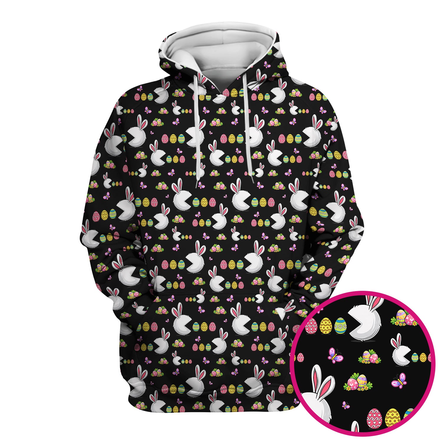 Easter Bunny and Colorful Eggs Print Scrub Top, Breathable Fabrics Nursing Uniform