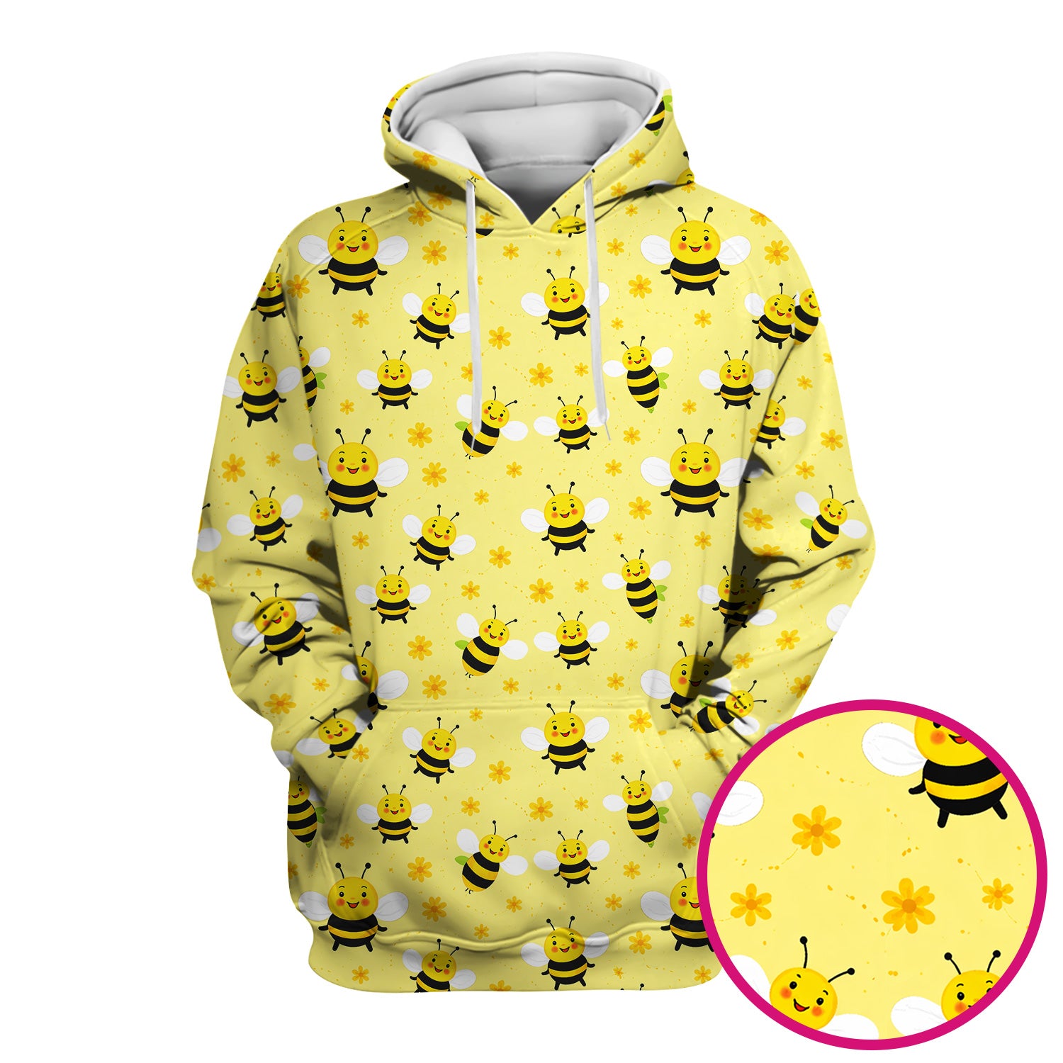 Cute Smiling Bee Yellow Floral Print Scrubs, Comfortable Scrubs for Nurses