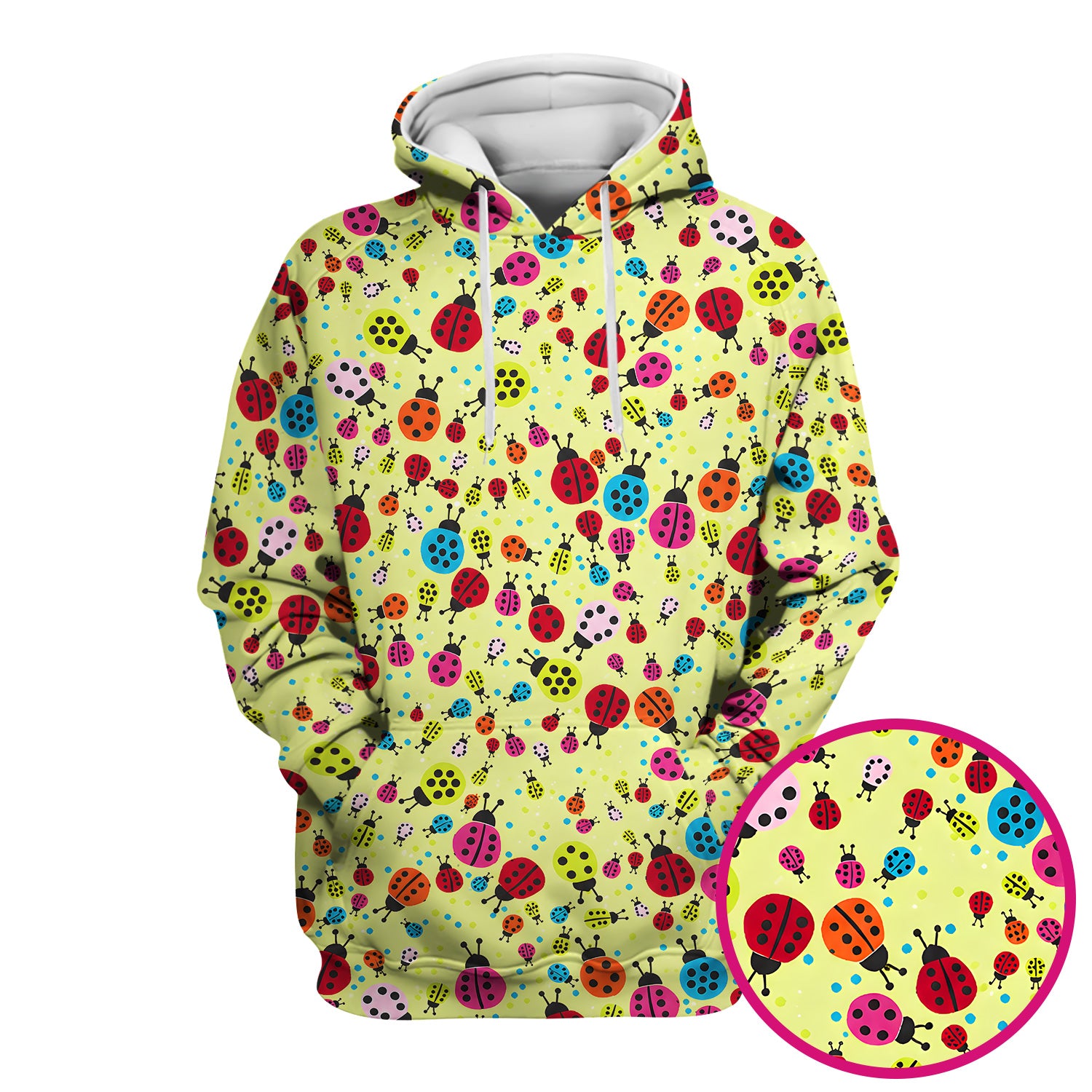 Colorful Ladybug Garden Pattern Scrub Top, Comfortable Scrubs for Nurses
