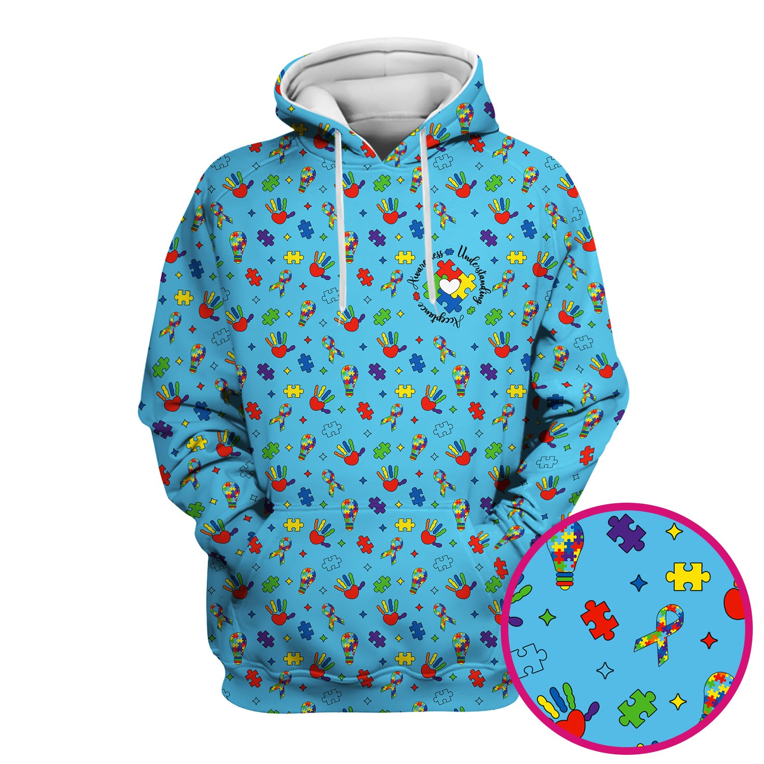 Autism Awareness Colorful Puzzle Pattern Scrub Top, Comfortable Scrubs for Nurses