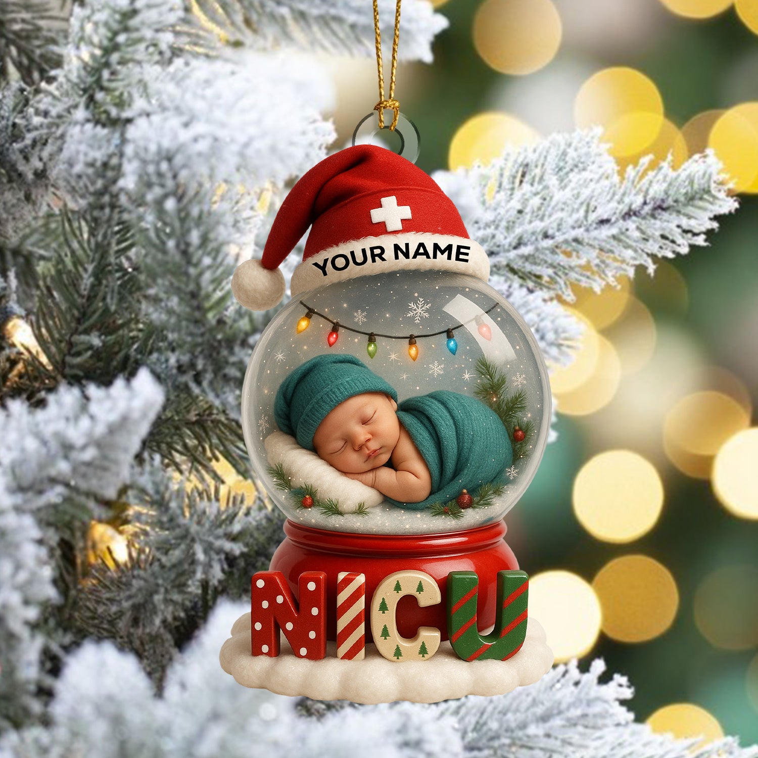 Personalized NICU Baby Ornament, Custom Name Newborn Christmas Keepsake, NICU Nurse Holiday Gift, Premature Baby Christmas Tree Decor