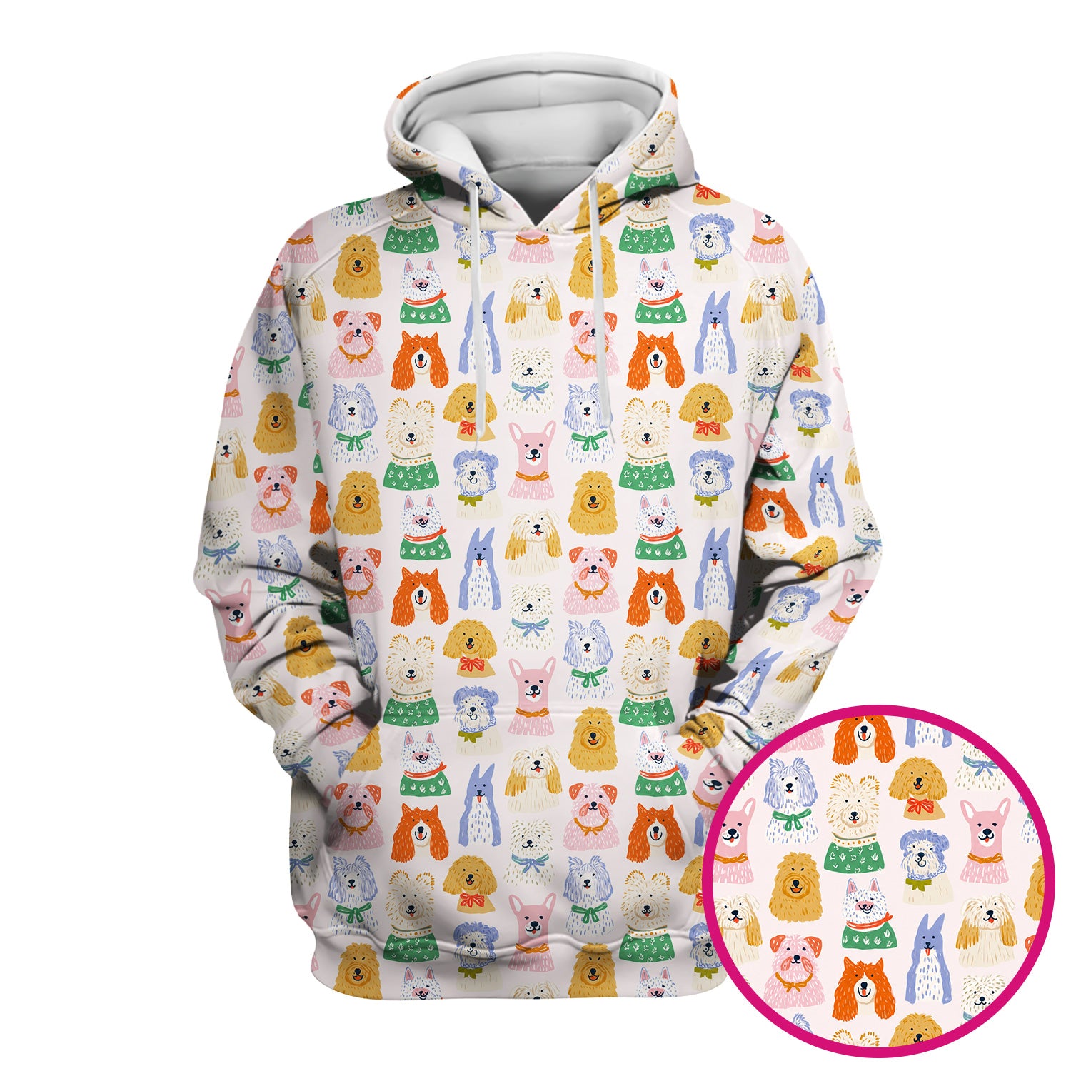 Colorful Dog Faces Cartoon Pattern Scrub Top, Comfortable Scrubs for Nurses