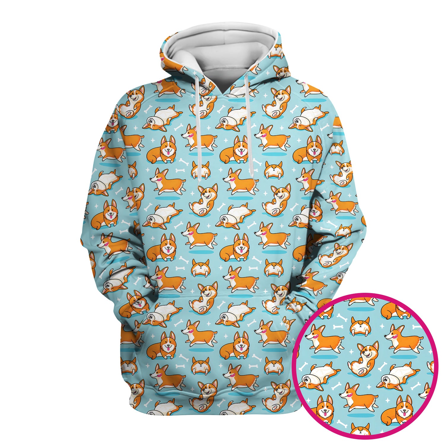 Corgi Dog Playing Rolling Bone Pattern Scrub Top, Breathable Fabrics Nursing Uniform