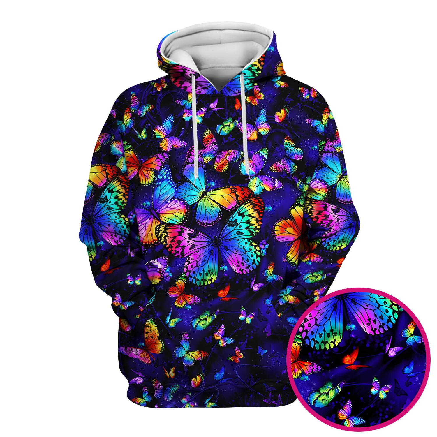 Vibrant Rainbow Butterfly Galaxy Pattern Scrub Top, Comfortable Scrubs for Nurses