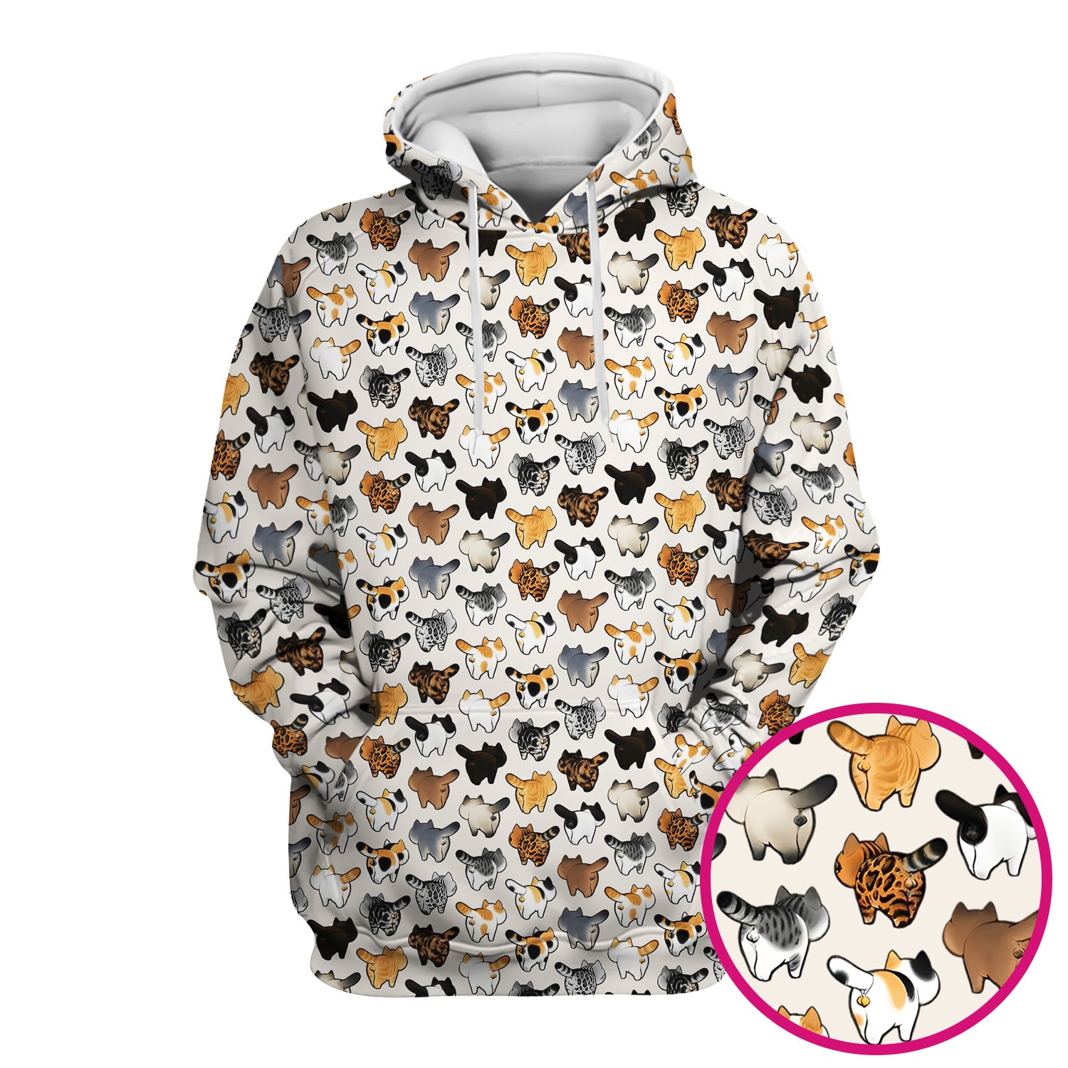 Cat Butt Pattern Medical Scrub Top, Breathable Fabrics Nursing Uniform