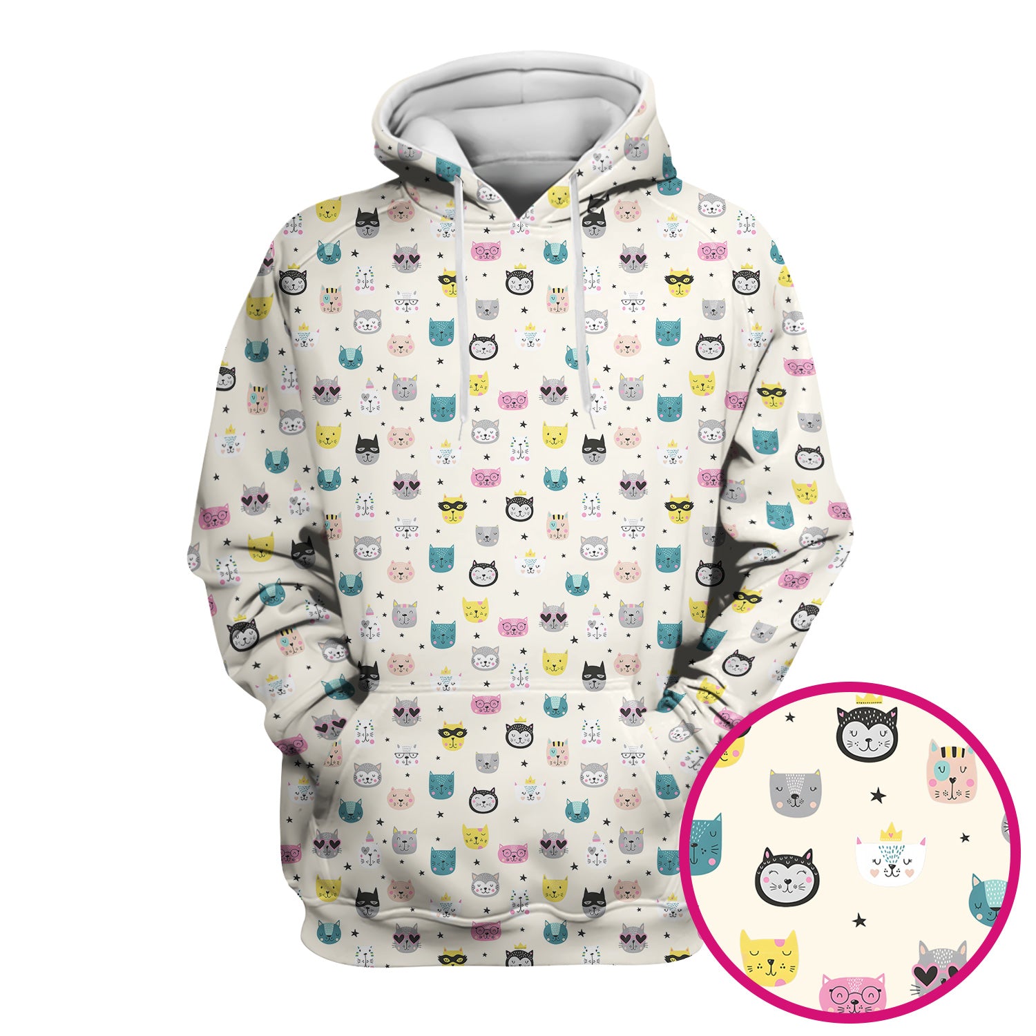 Cute Colorful Cat Pattern Scrub Top, Comfortable Scrubs for Nurses