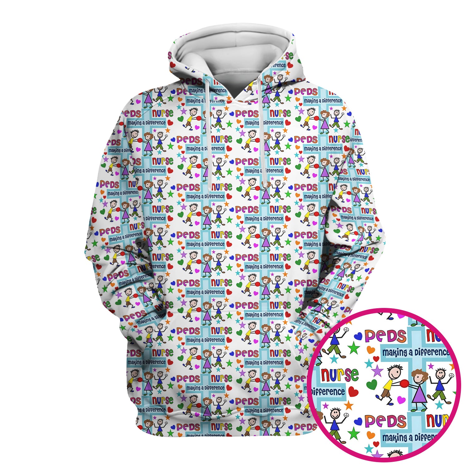 Peds Nurse Making A Difference Pattern Scrub Top, Comfortable Scrubs for Nurses