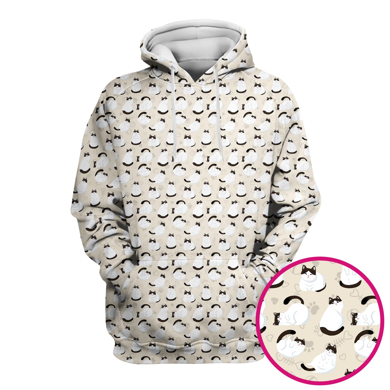 Cute Cat Pattern Medical Scrub Top, Breathable Fabrics Nursing Uniform
