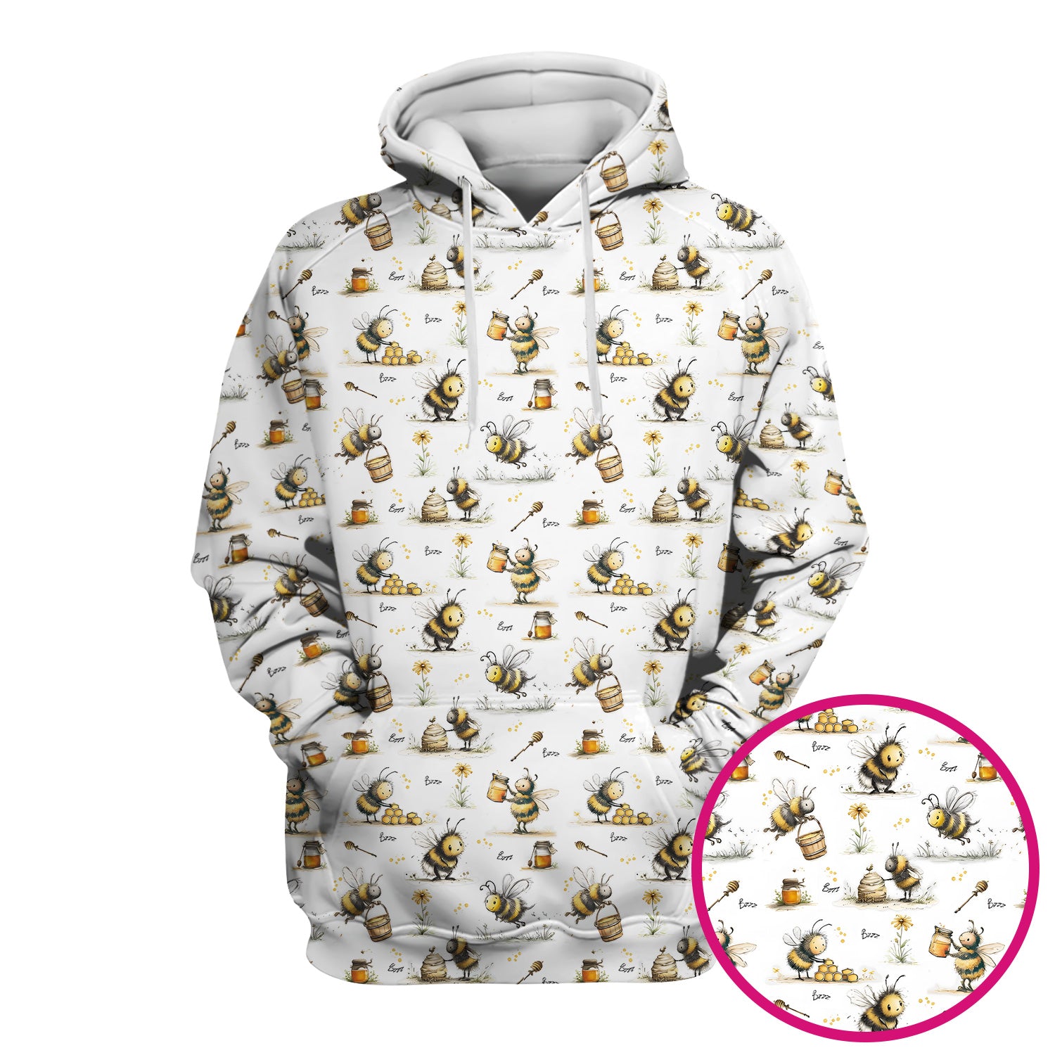 Cute Honey Bee Jar Garden Pattern Scrub Top, Comfortable Scrubs for Nurses