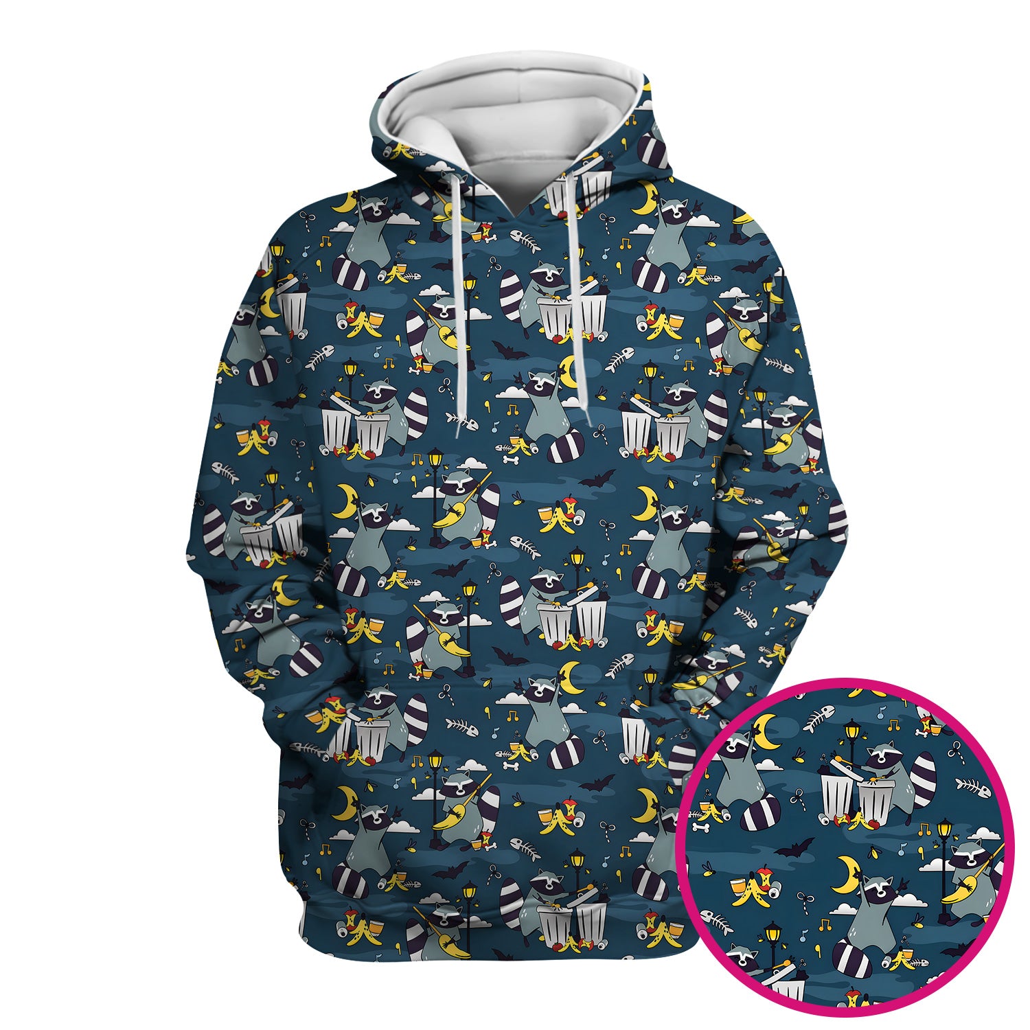 Raccoon Night Trash And Banana Peel Scrub Top, Breathable Fabrics Nursing Uniform