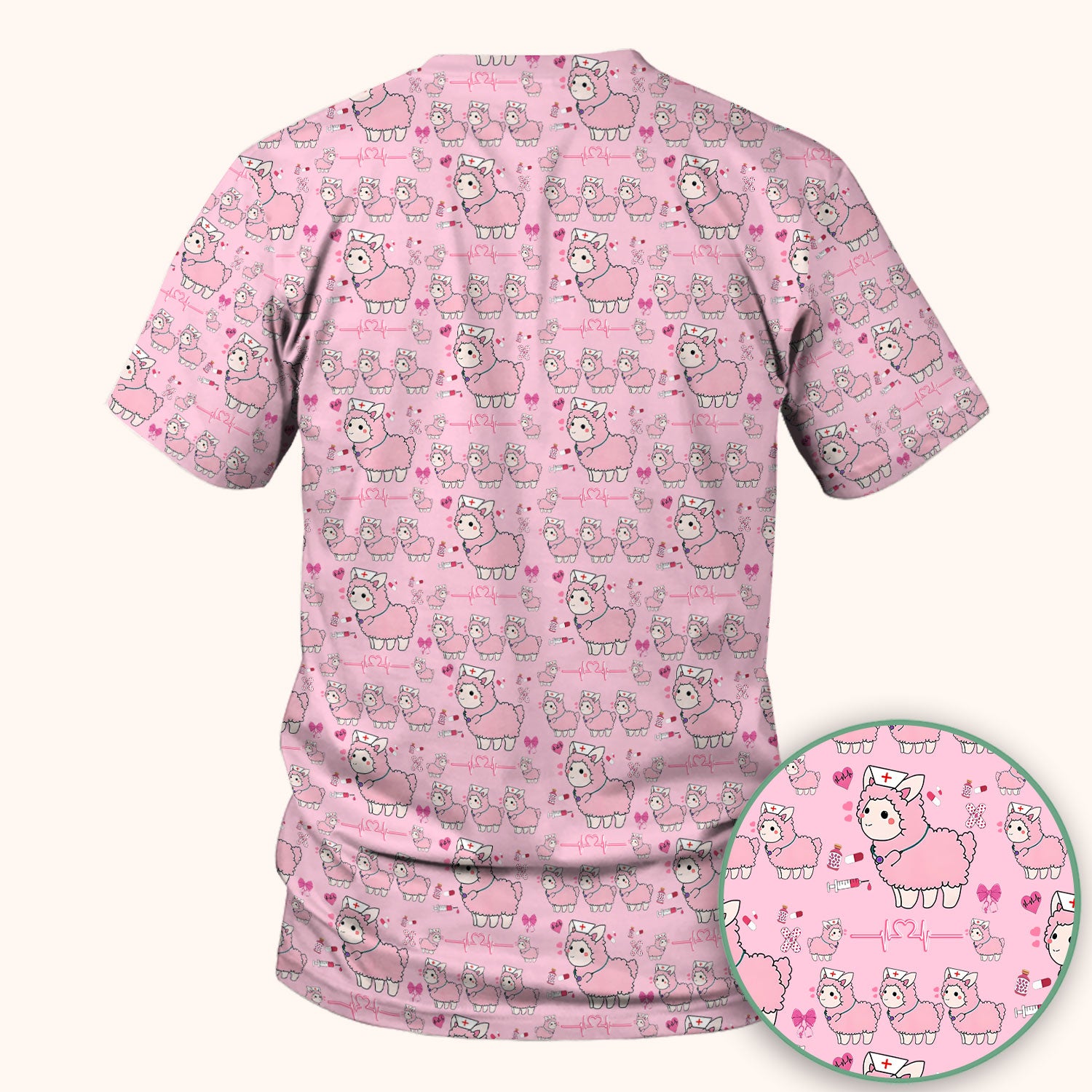 Llama Ain't Got Time For Your Drama Scrub Top, Funny Pattern Scrub Shirt, Breathable Fabrics Nursing Uniform