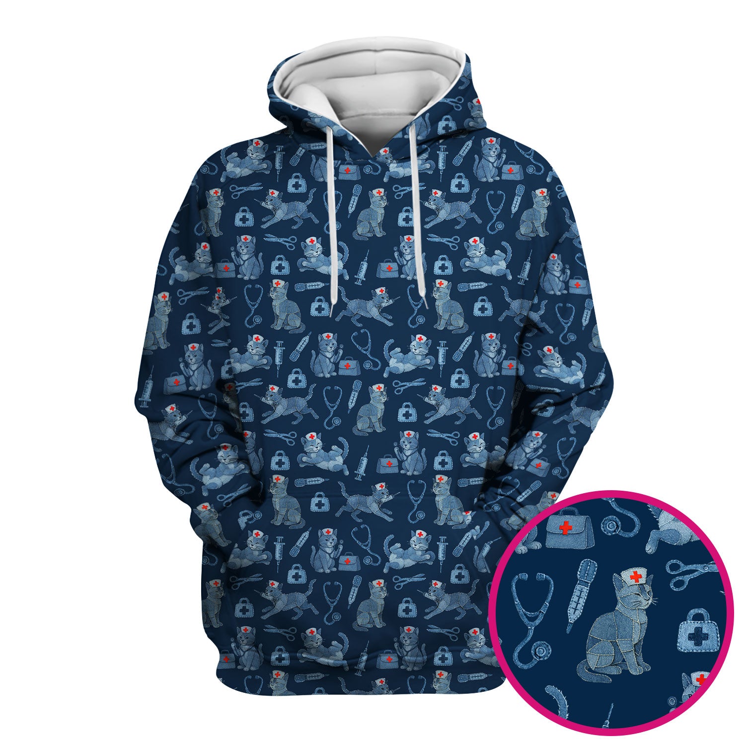 Funny Cat Scrubs for Women - Cute Kitty Pattern Medical Scrub Top - Playful Nurse Scrubs with Adorable Cat Design for Animal Lovers