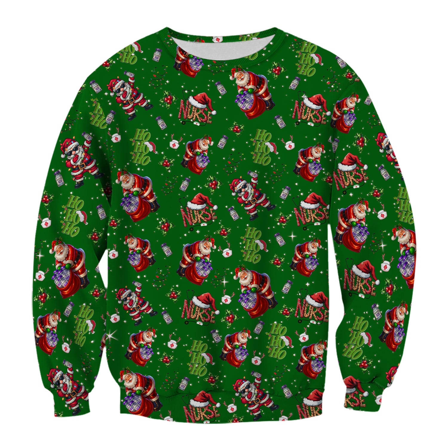 Santa Nurse Christmas Scrub Shirt - Funny Holiday Scrub Top Multi Colors - Cute Nursing Work Shirt with Pockets