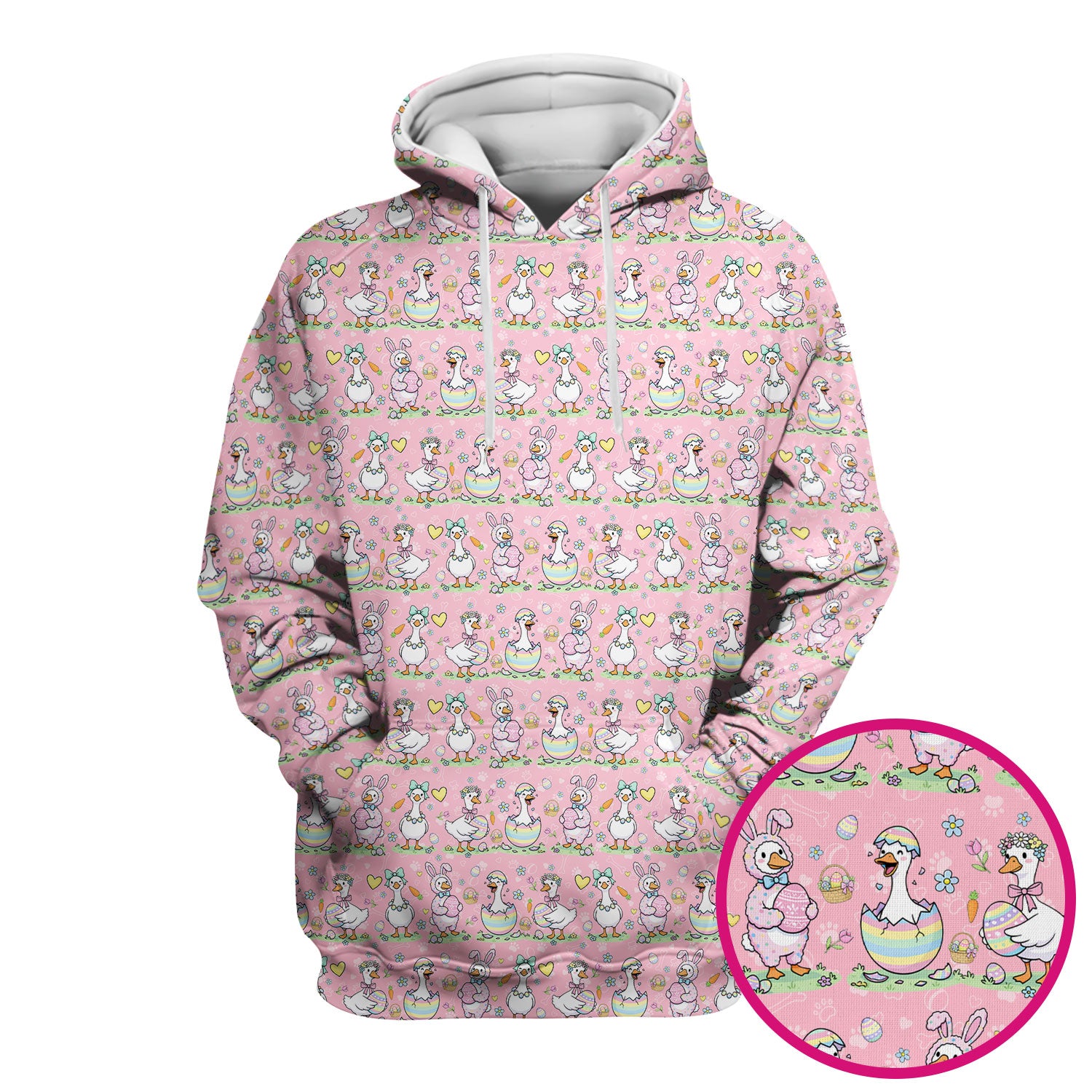 Pastel Easter Goose Bunny Egg Pattern Scrub Top, Comfortable Scrubs for Nurses