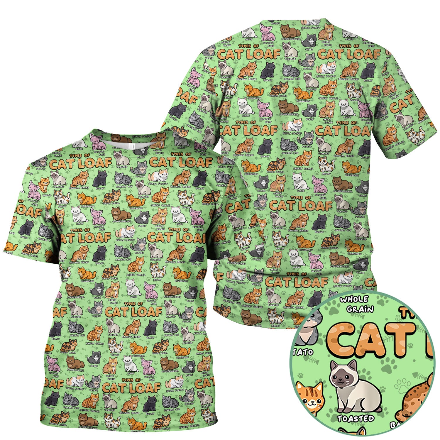 Funny Cat Loaf Nurse Scrub Top - Cute Cat Lover Medical Shirt for Women - Types of Cat Loaf RN LPN CNA Uniform Gift