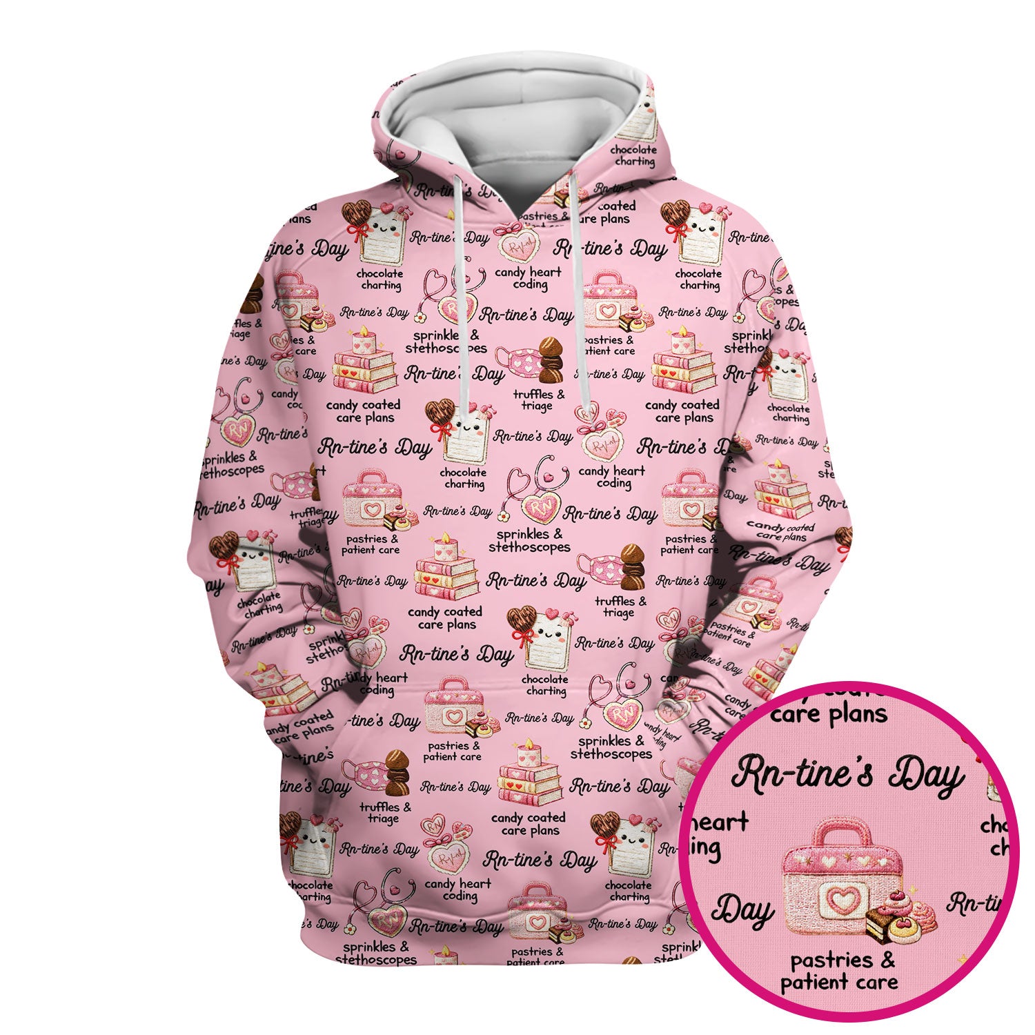 RN Sweets Valentine Stethoscope Scrub Top, Breathable Fabrics Nursing Uniform