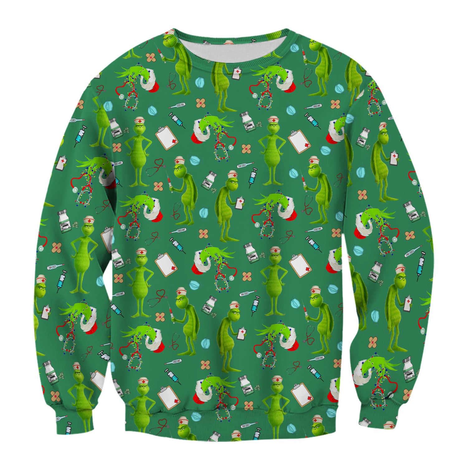 Funny Grinch Nurse Scrub Top Multi Color - Christmas Scrub Shirt for Women - Cute Holiday Nursing Work Shirt with Pockets