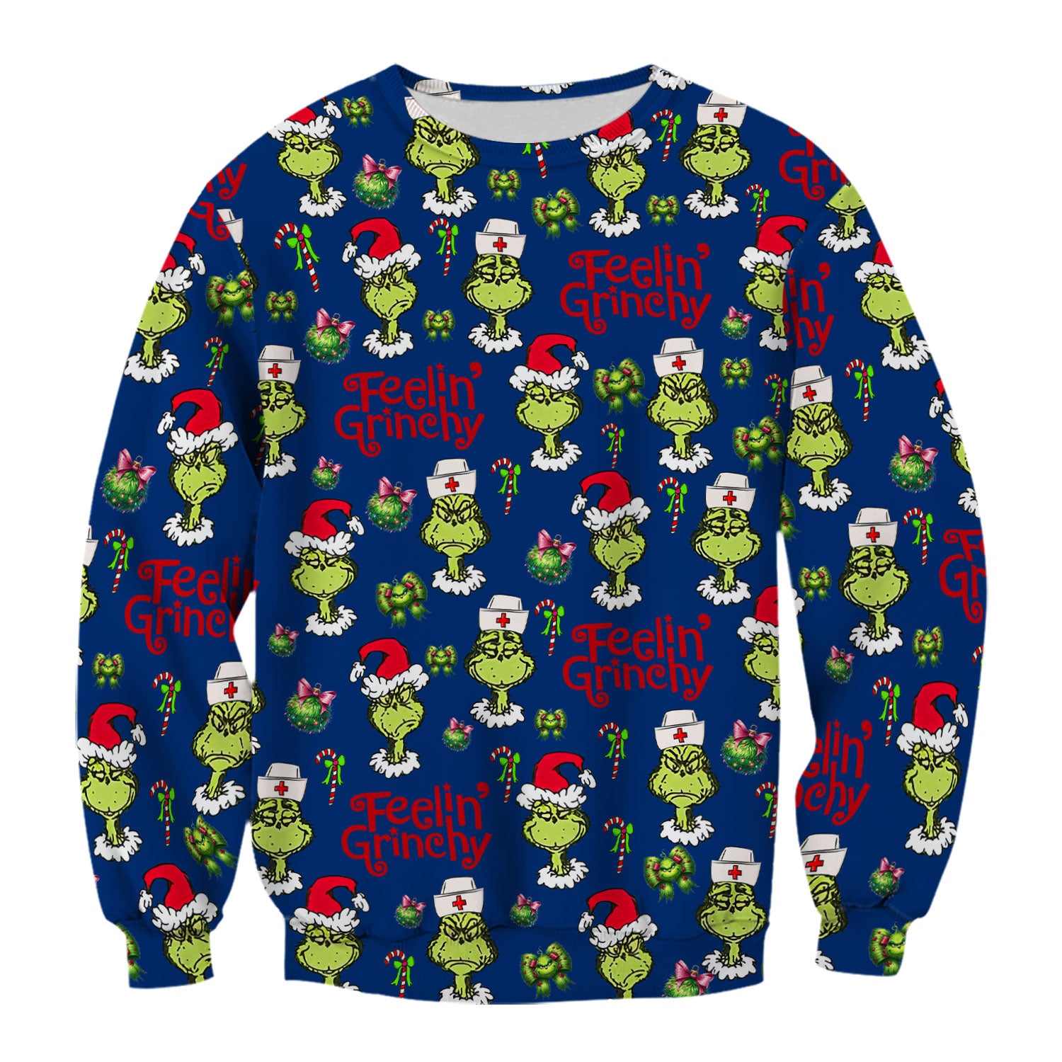 Grinch Nurse Christmas Scrub - Feelin‰۪ Grinchy Top - Funny Holiday Medical Uniform Gift for RN CNA LPN