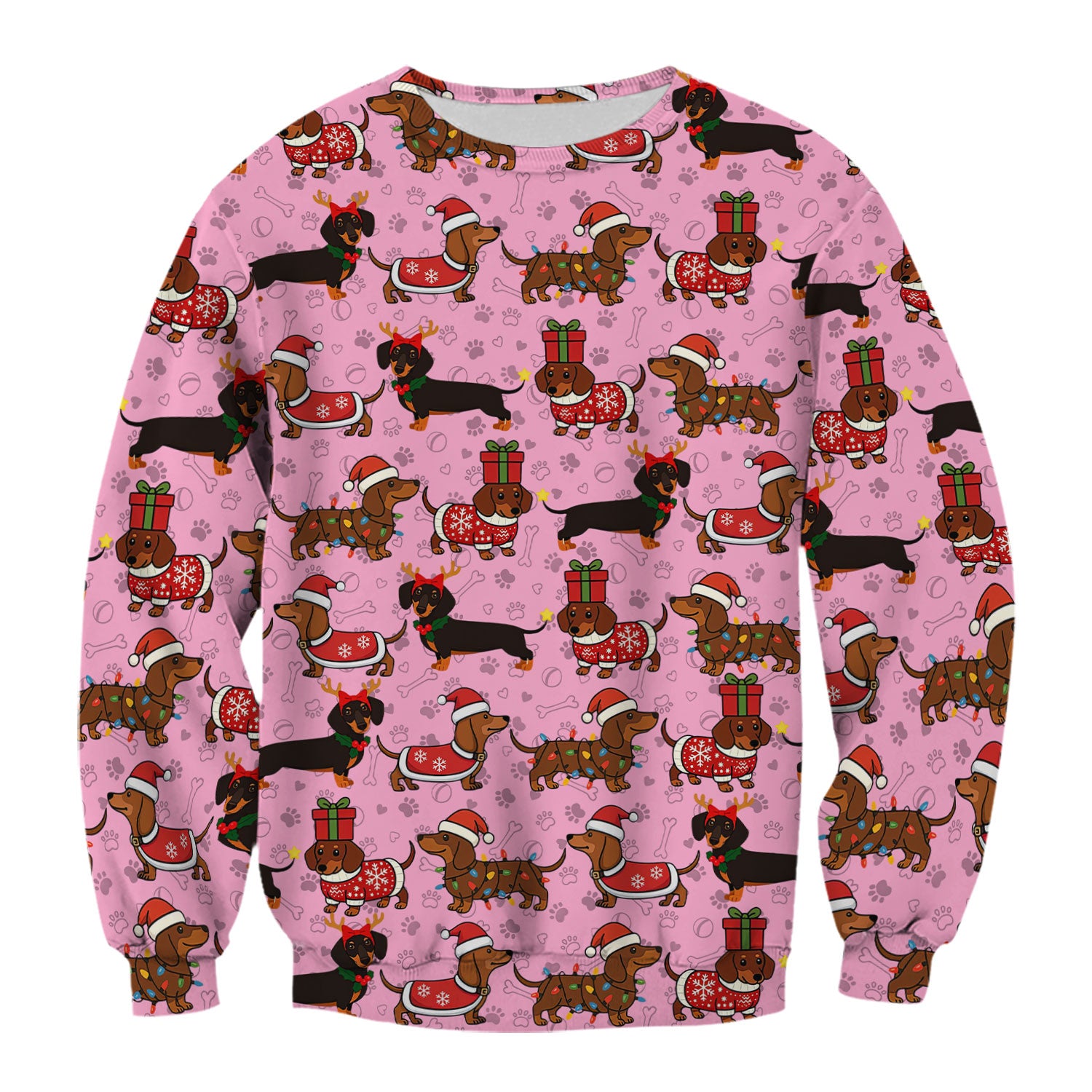 Christmas Dachshund T-Shirt Multi Color - Cute Sausage Dog Wearing Santa Outfit - Funny Holiday Wiener Dog Tee Gift for Dog Lovers