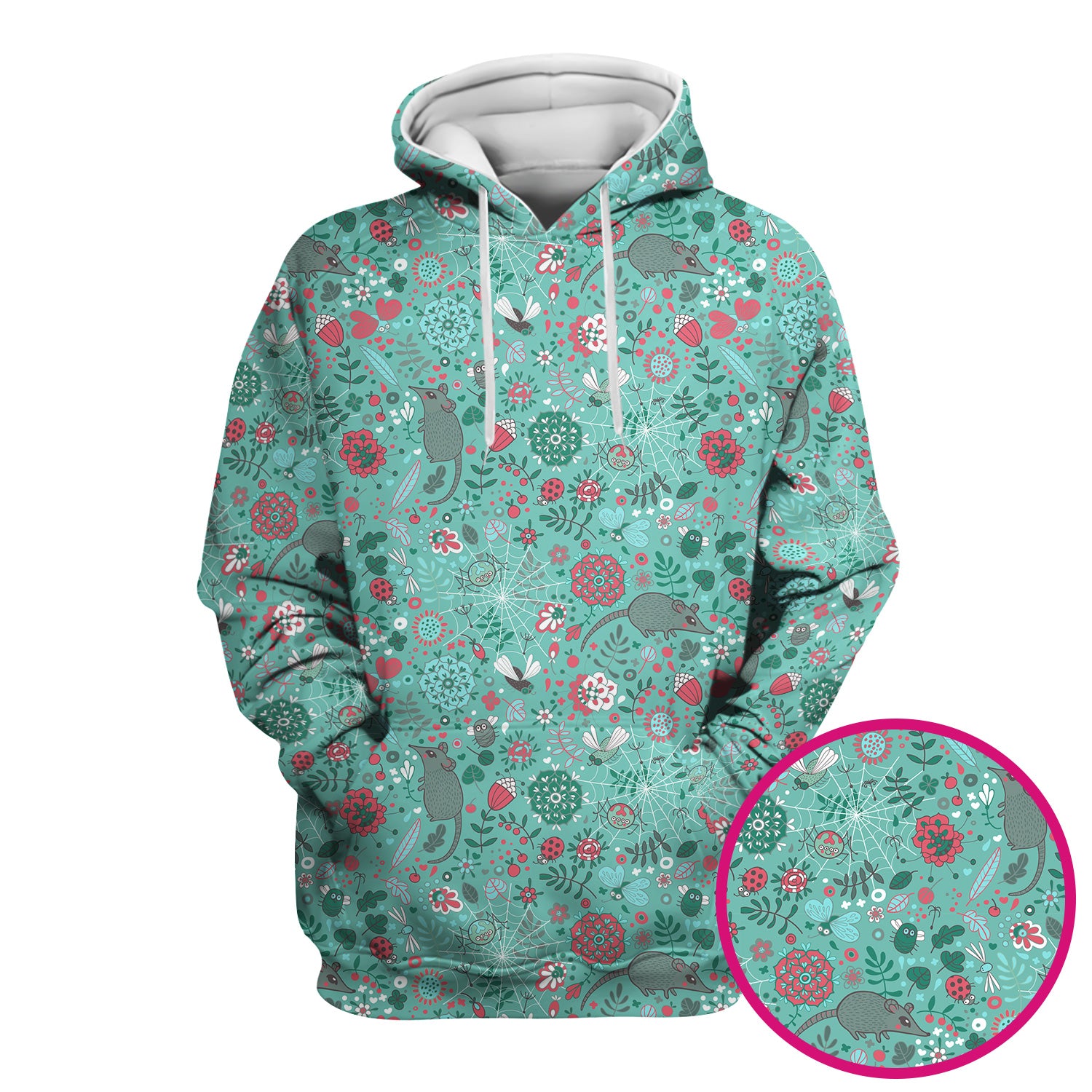 Woodland Mouse Floral Pattern Scrub Top, Comfortable Scrubs for Nurses