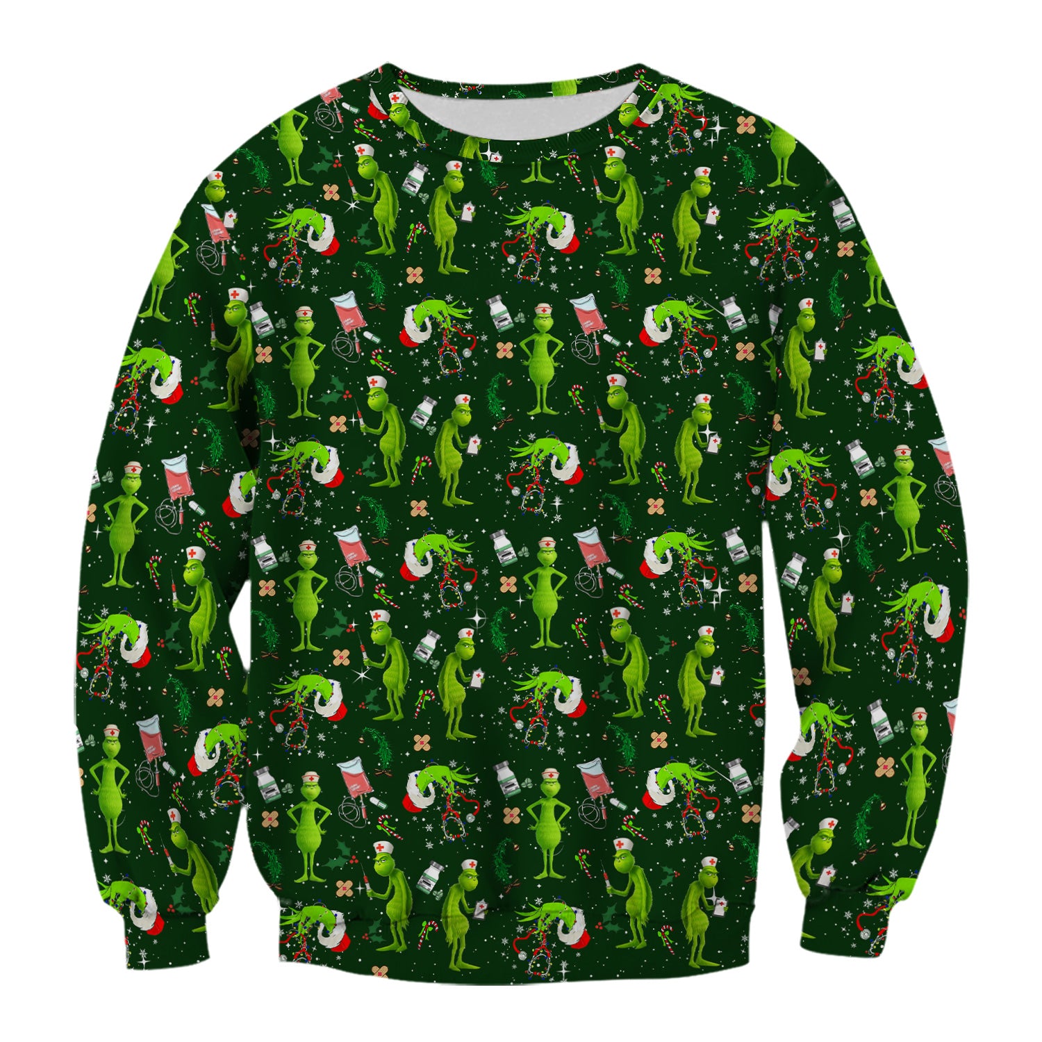 Cute Grinch Scrub Top for Nurse - Christmas Holiday Medical Shirt - Gift for CNA RN LPN Healthcare Workers