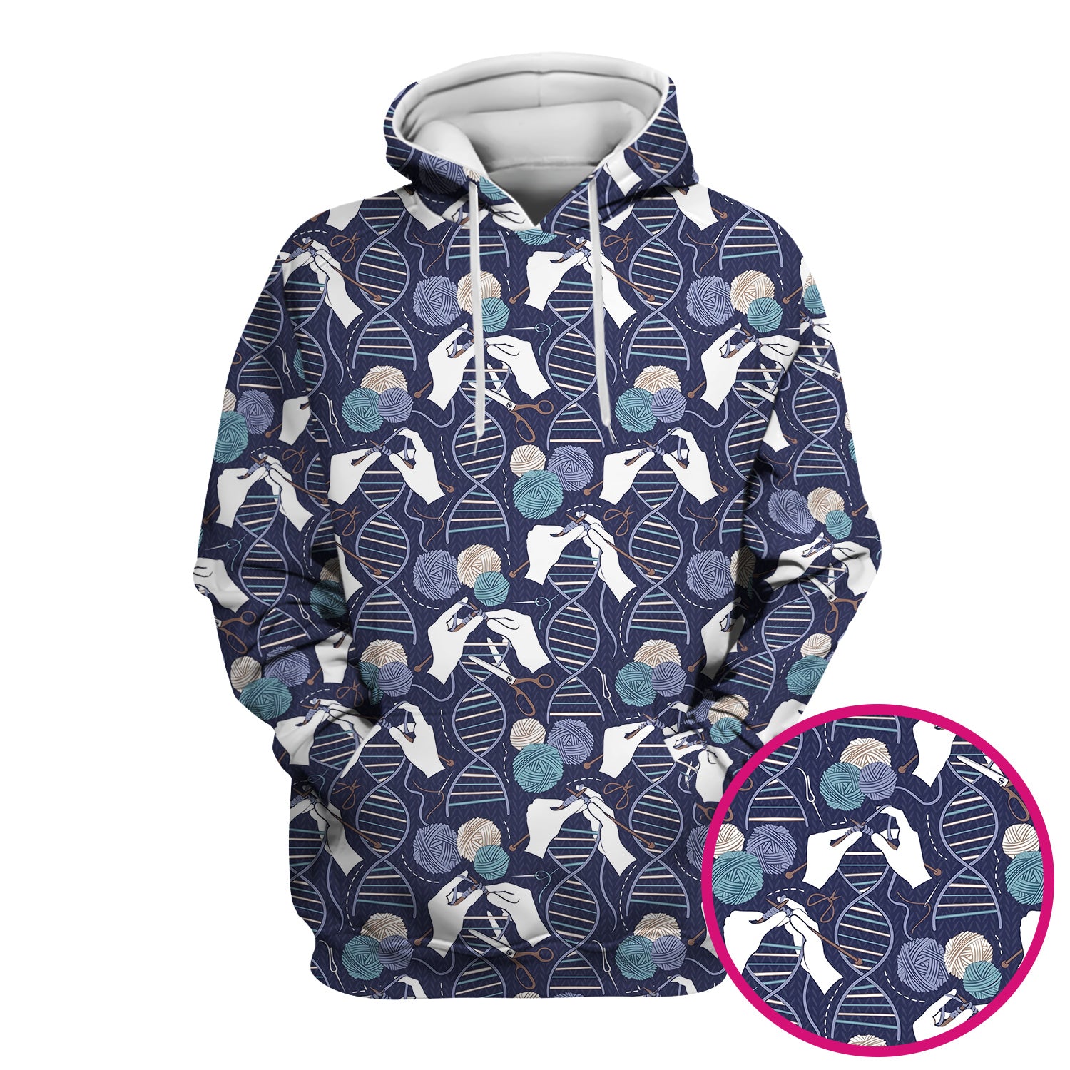 DNA Helix Yarn Pattern Scrub Top, Comfortable Scrubs for Nurses