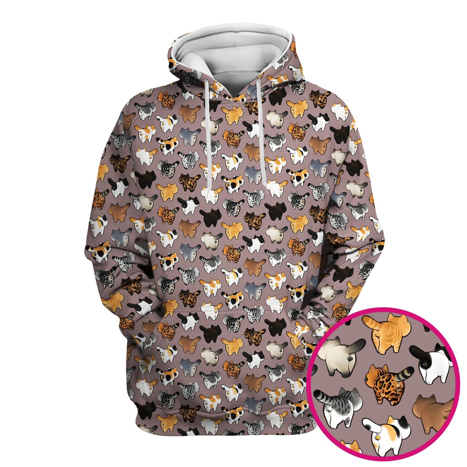 Cat Butt Pattern Medical Scrub Top, Breathable Fabrics Nursing Uniform