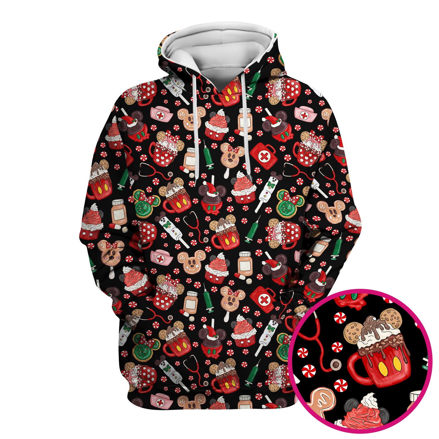 Funny Gingerbread Christmas Scrub Top - Cute Candy Cupcake Nurse Shirt - Holiday Medical Uniform RN CNA LPN