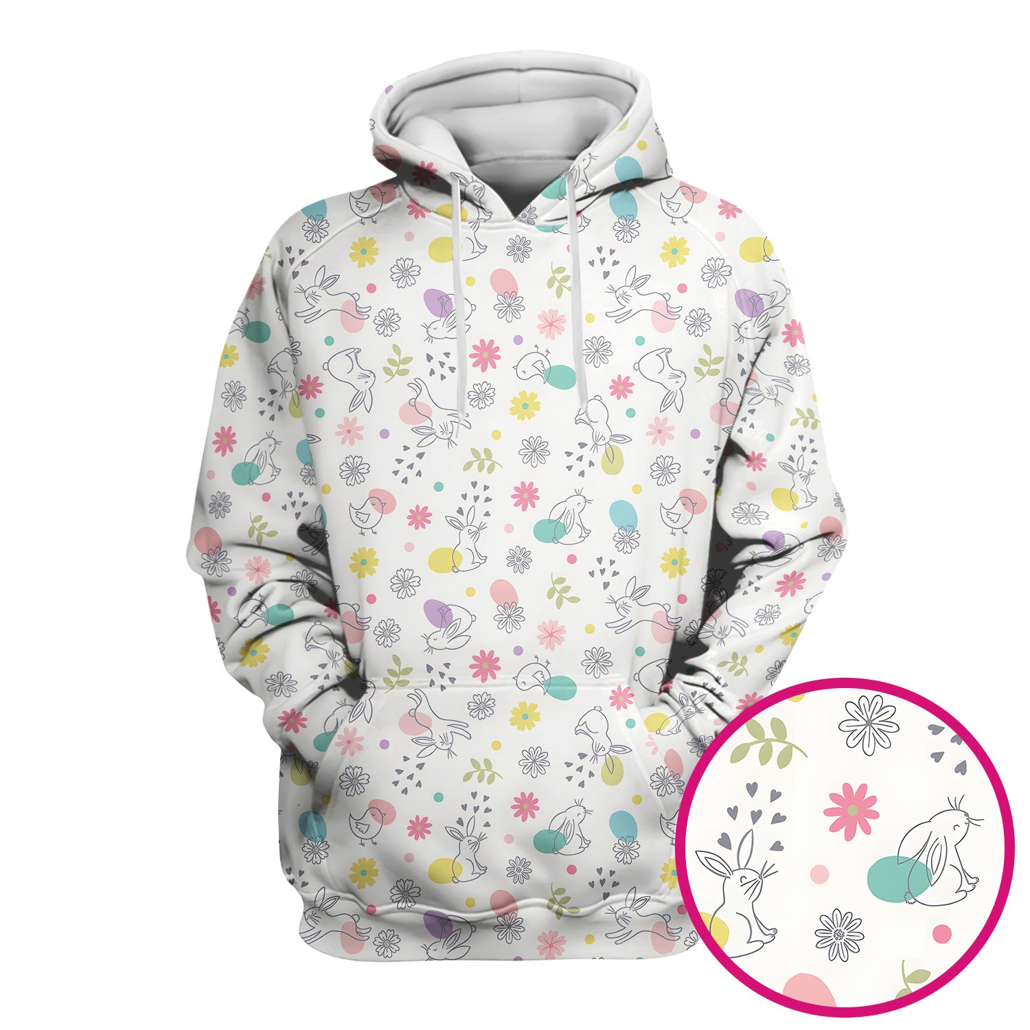 Whimsical Easter Bunny Eggs Pattern Scrub Top, Comfortable Scrubs for Nurses
